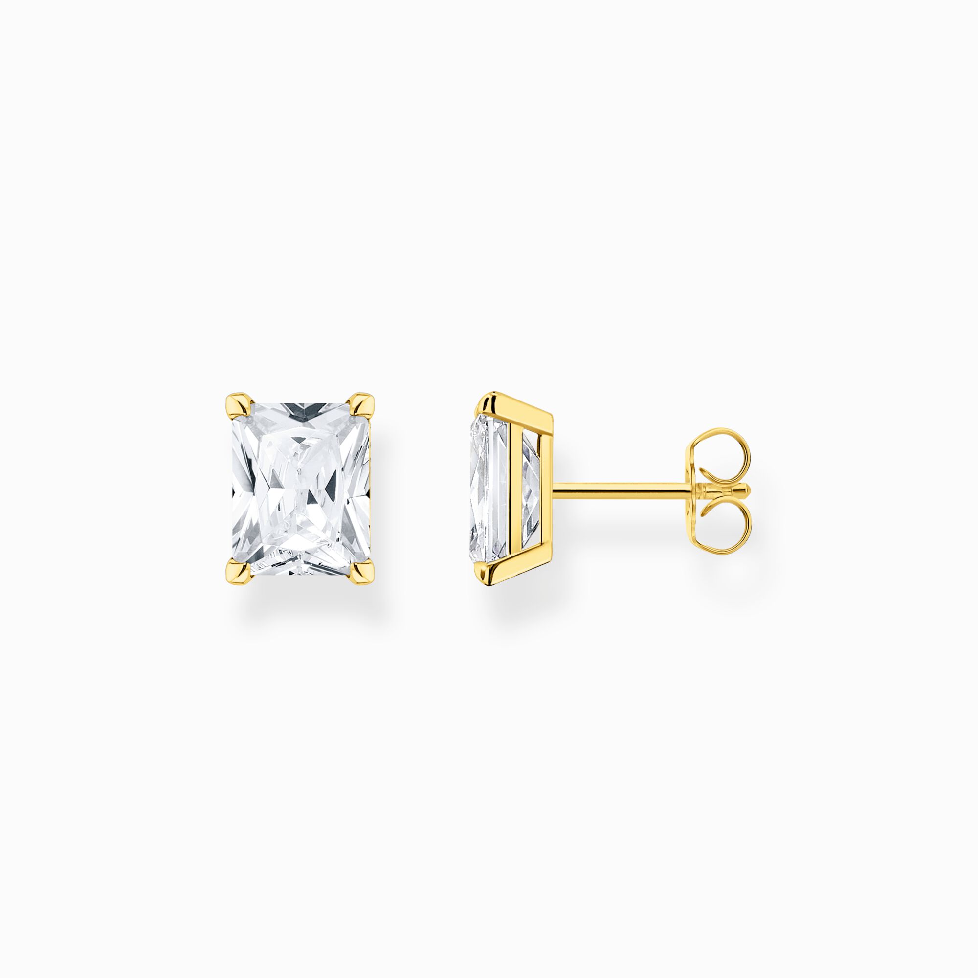 Ear studs with white stone gold plated from the  collection in the THOMAS SABO online store