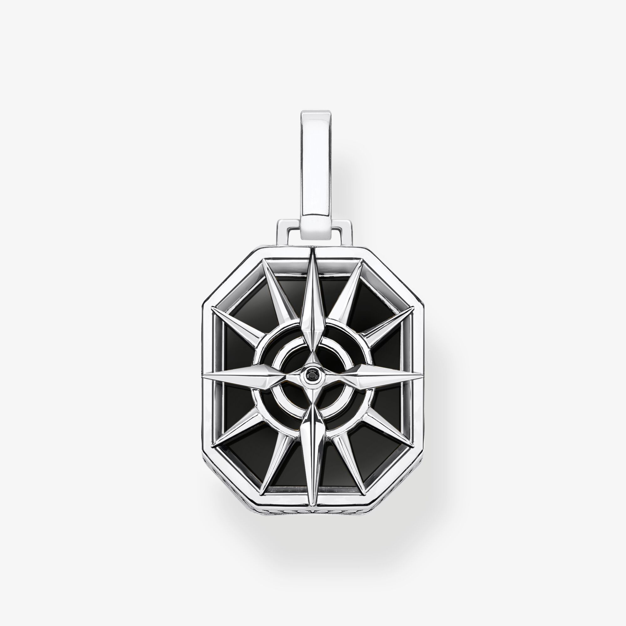 THOMAS SABO Pendentif boussole étoile noir, Argent sterling, Taille: one size, Unisex