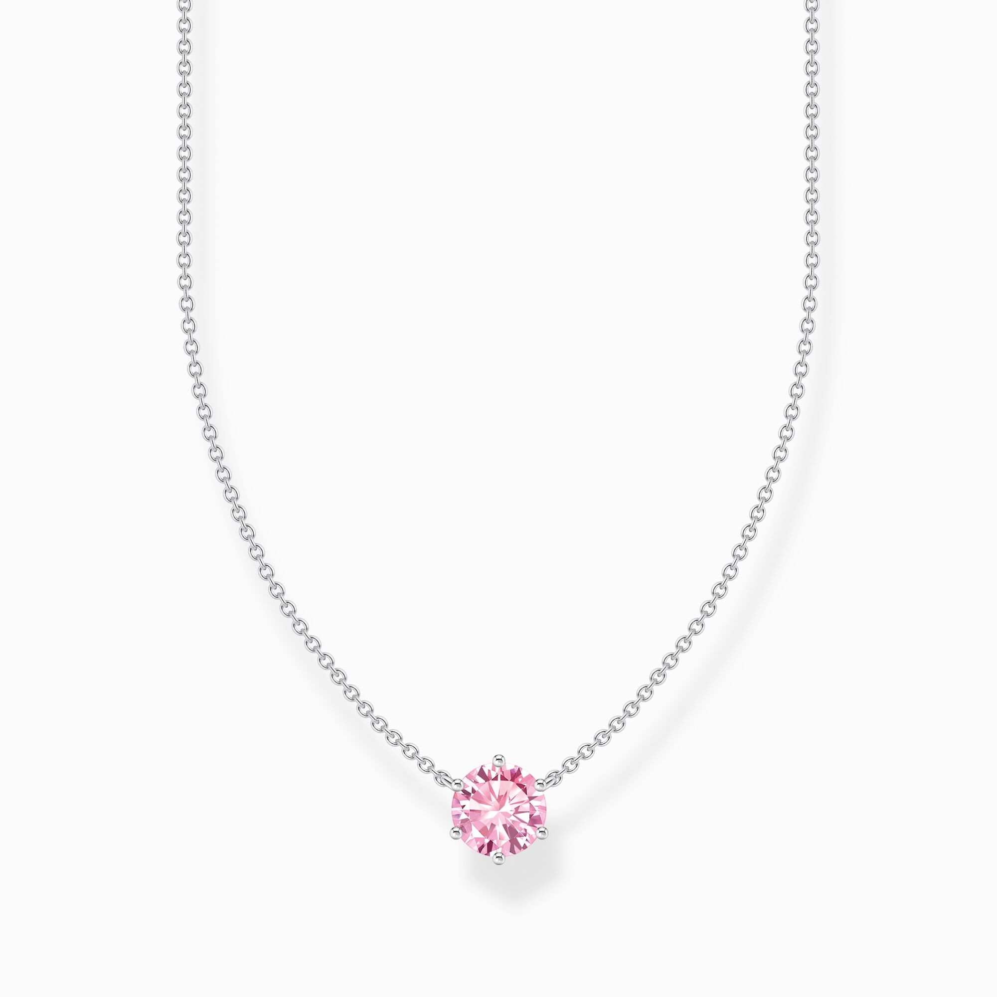 silver necklace with pink zirconia pendant from the  collection in the THOMAS SABO online store