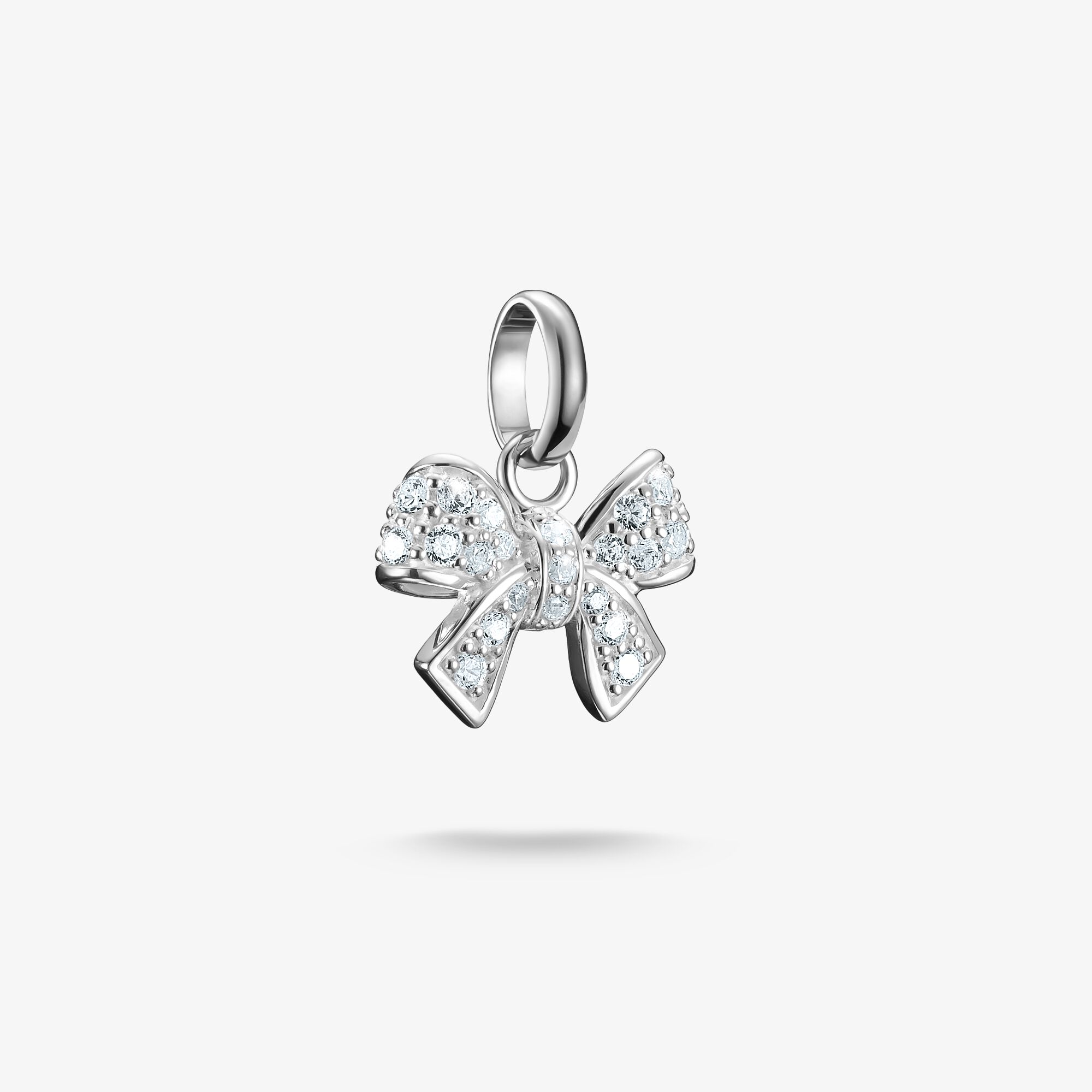 THOMAS SABO Charm-Anhänger Schleife mit Steinen Connect Silber, Sterlingsilber, Größe: one size, Damen