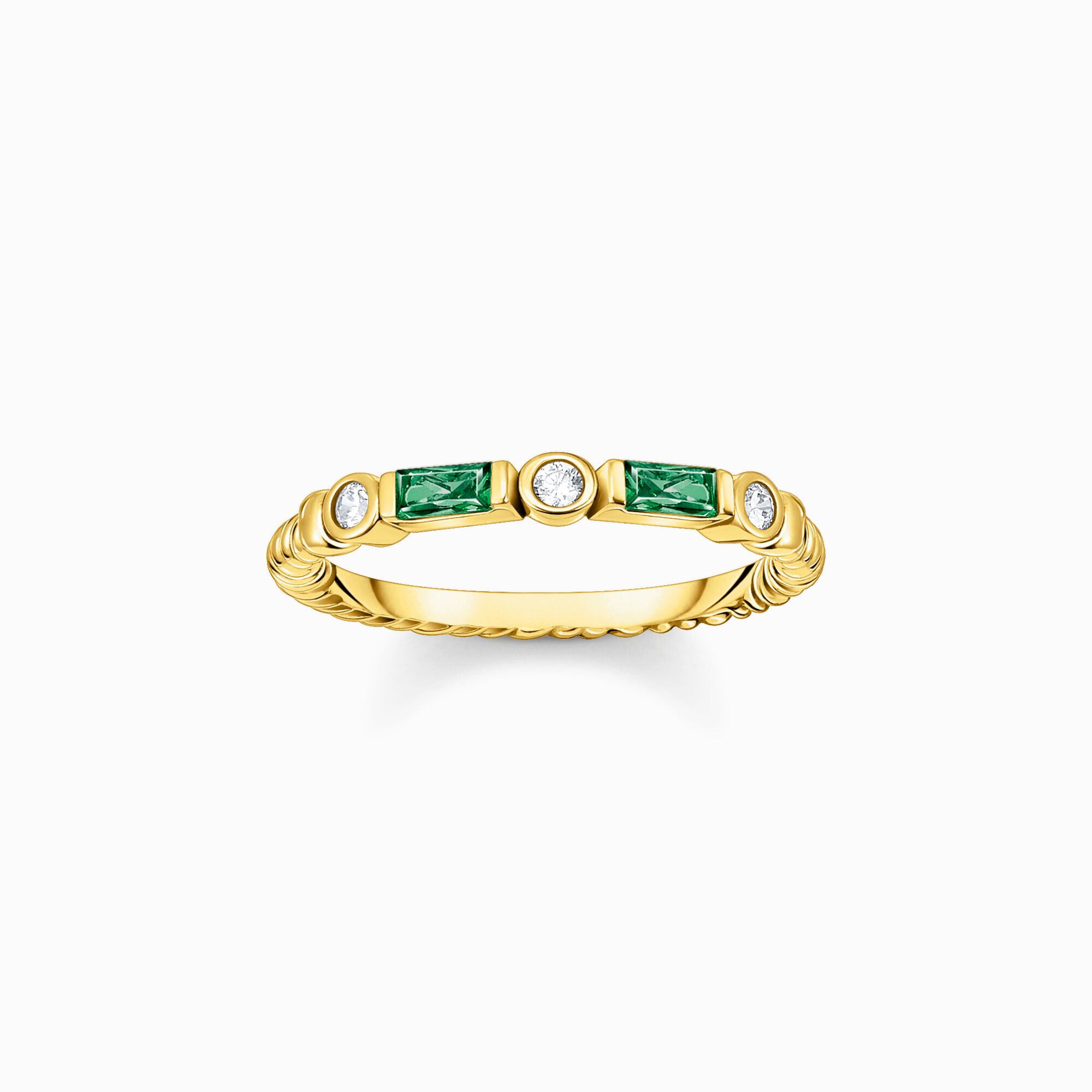 Band ring rope with green and white stones gold plated from the  collection in the THOMAS SABO online store