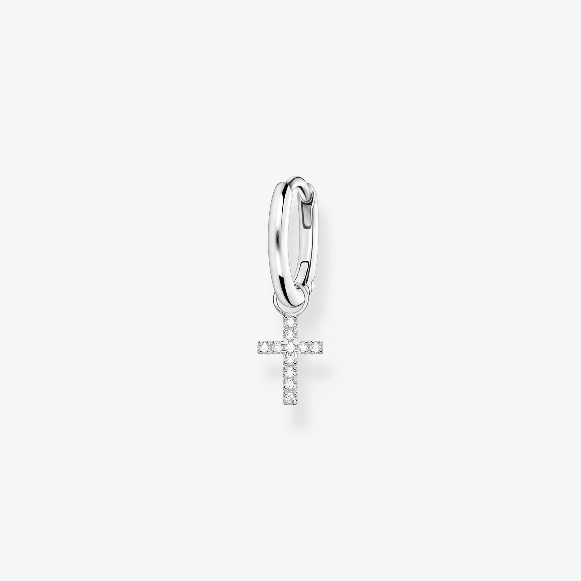 THOMAS SABO Créole unique avec pendentif croix argent, Argent sterling, Taille: one size, femme