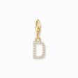 Charm pendant letter D with white stones gold plated from the Charm Club collection in the THOMAS SABO online store