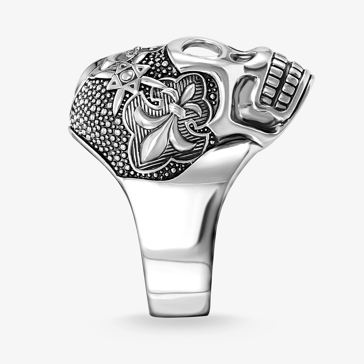 THOMAS SABO Bague tête de mort avec lys, Argent Sterling 925‰, noirci, Taille: 56, Unisex