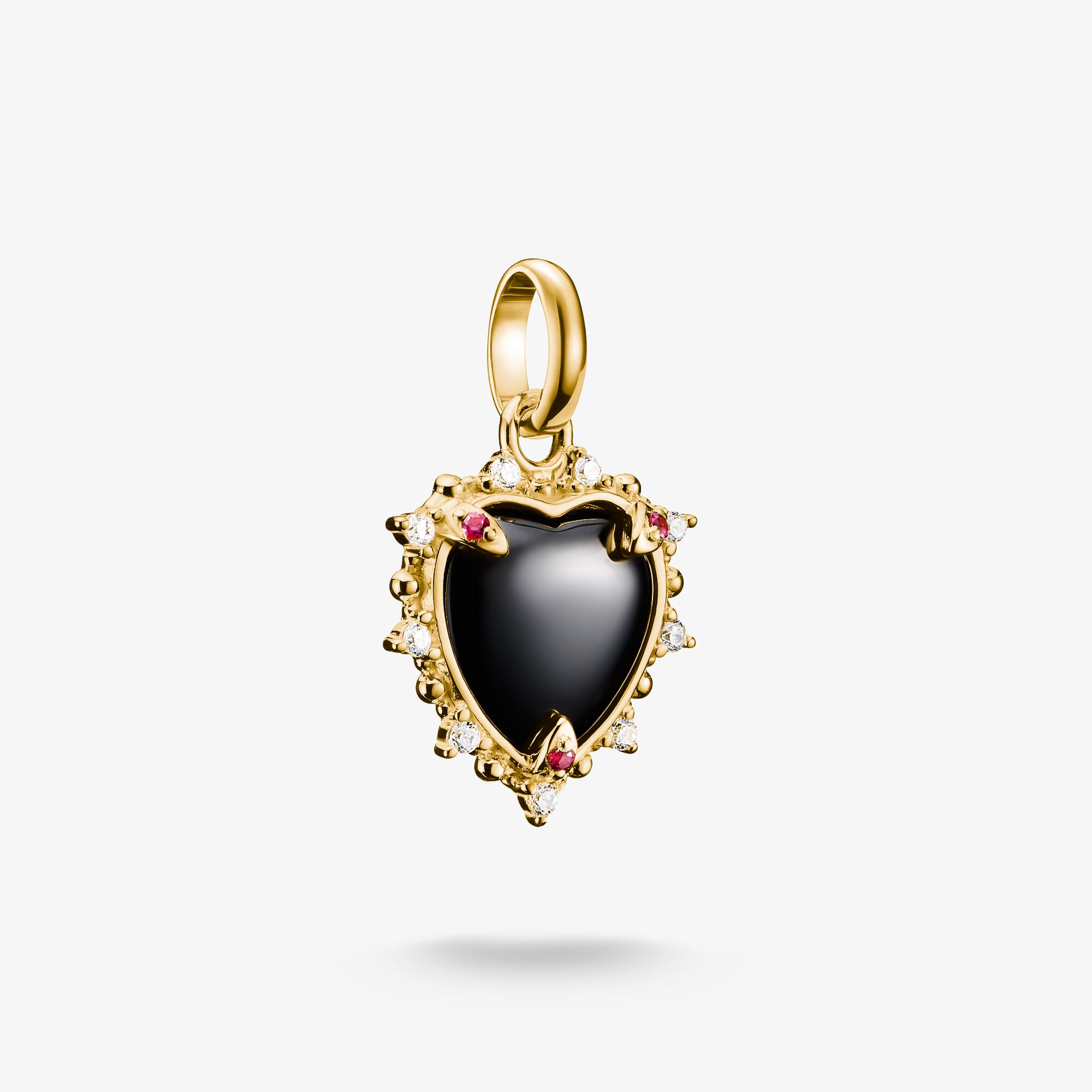 THOMAS SABO Pendentif Charm cœur vintage noir Connect plaqué or, Argent sterling doré or jaune, Taille: one size, femme