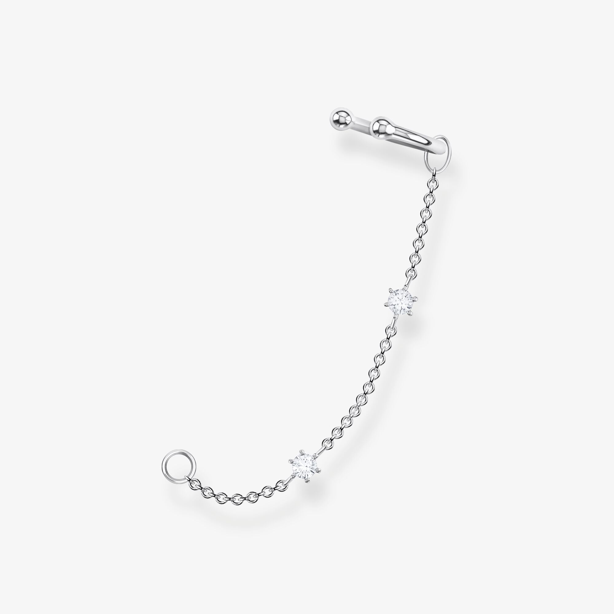 THOMAS SABO Ear cuff individuellt vita stenar silver, 925 sterlingsilver, Storlek: one size, för damer