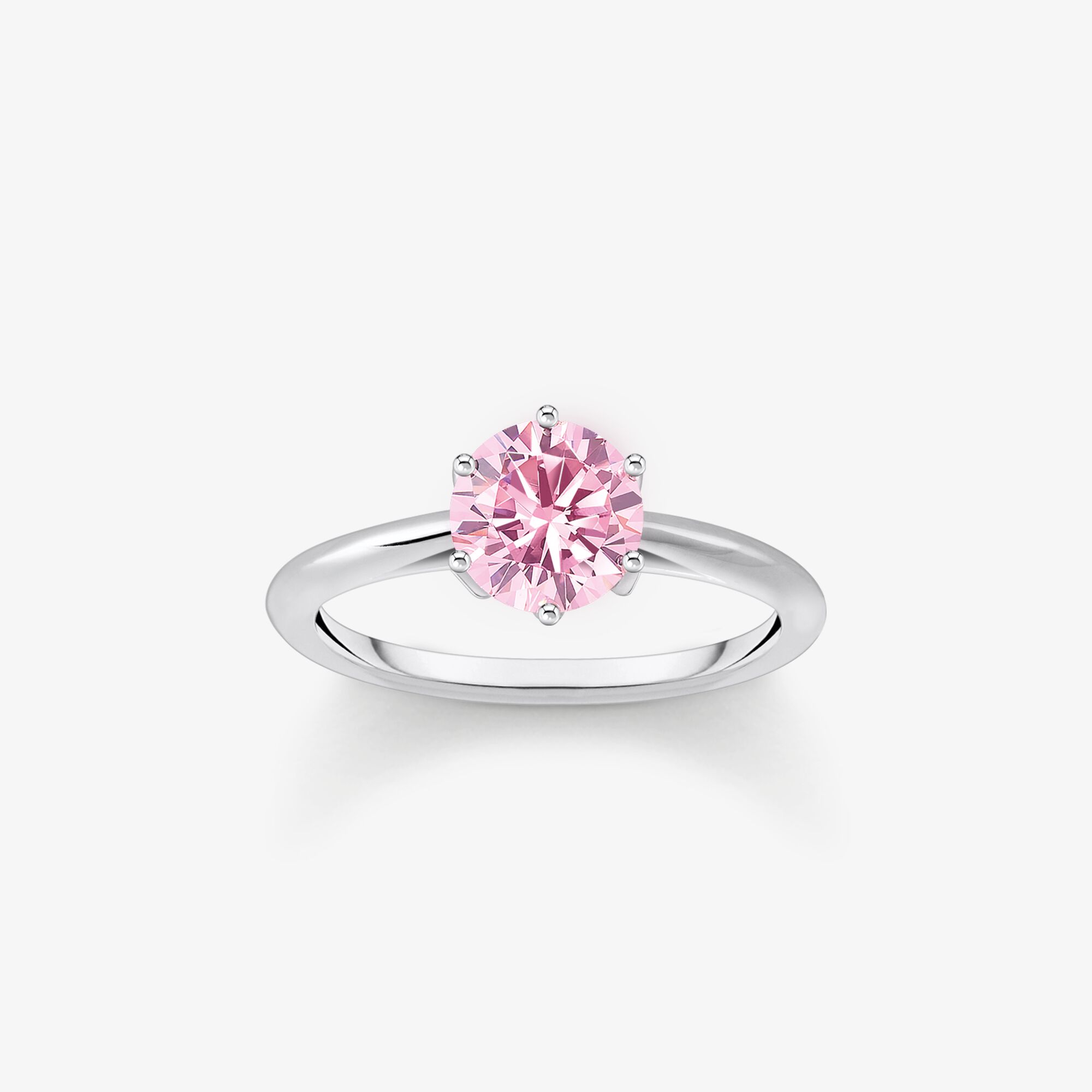 THOMAS SABO Bague en argent avec zircon rose en taille brillant Argent sterling, Taille: 54, pour femme