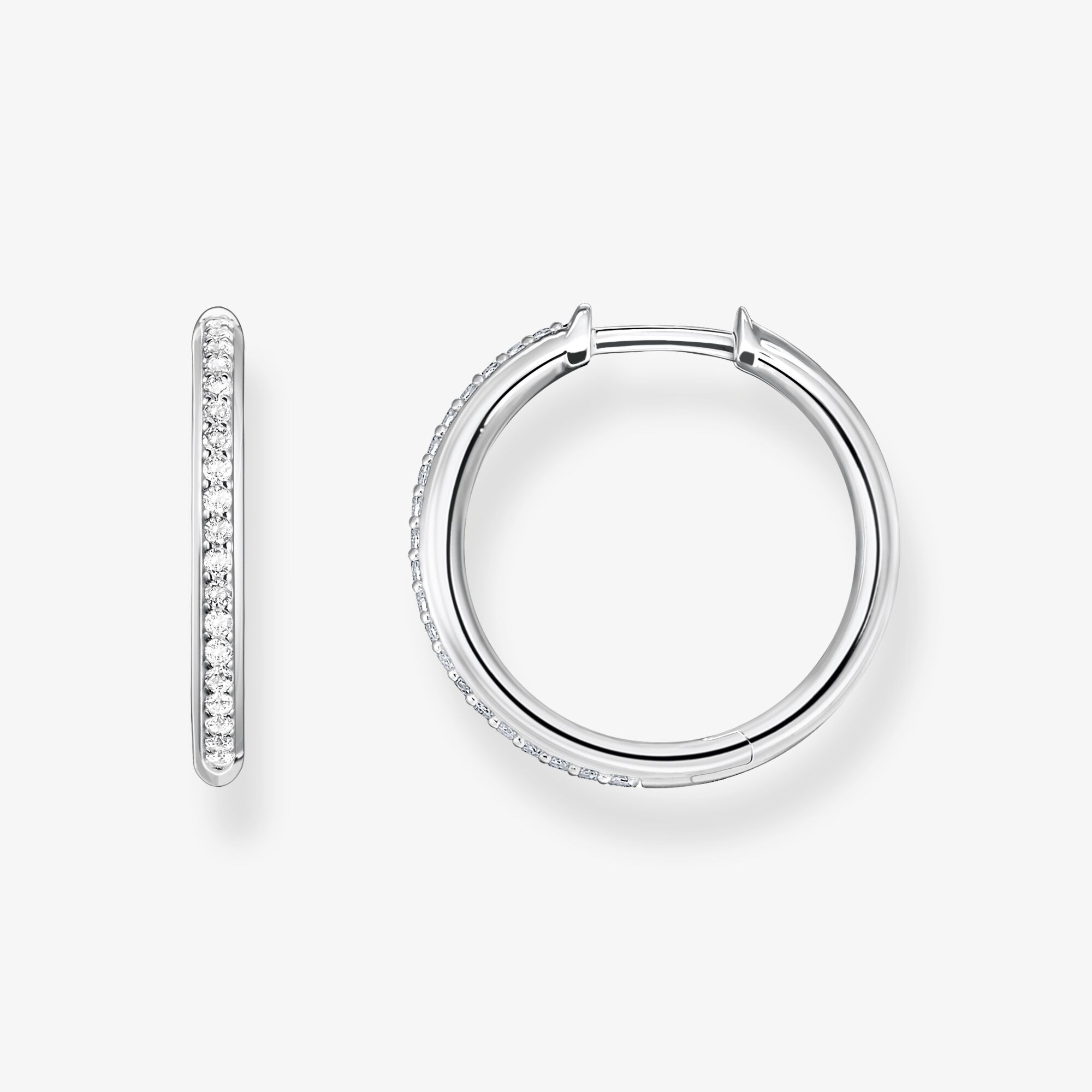 THOMAS SABO Créoles blanche pavé argent, Argent sterling, Taille: one size, femme