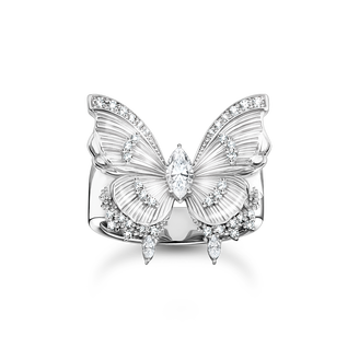 Silver cocktail ring Butterfly Paradise with stones from the  collection in the THOMAS SABO online store