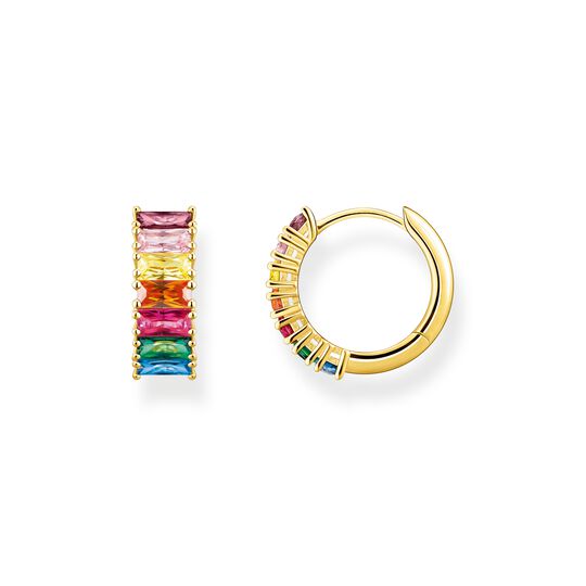 Hoop earrings colourful stones pav&eacute; gold from the  collection in the THOMAS SABO online store