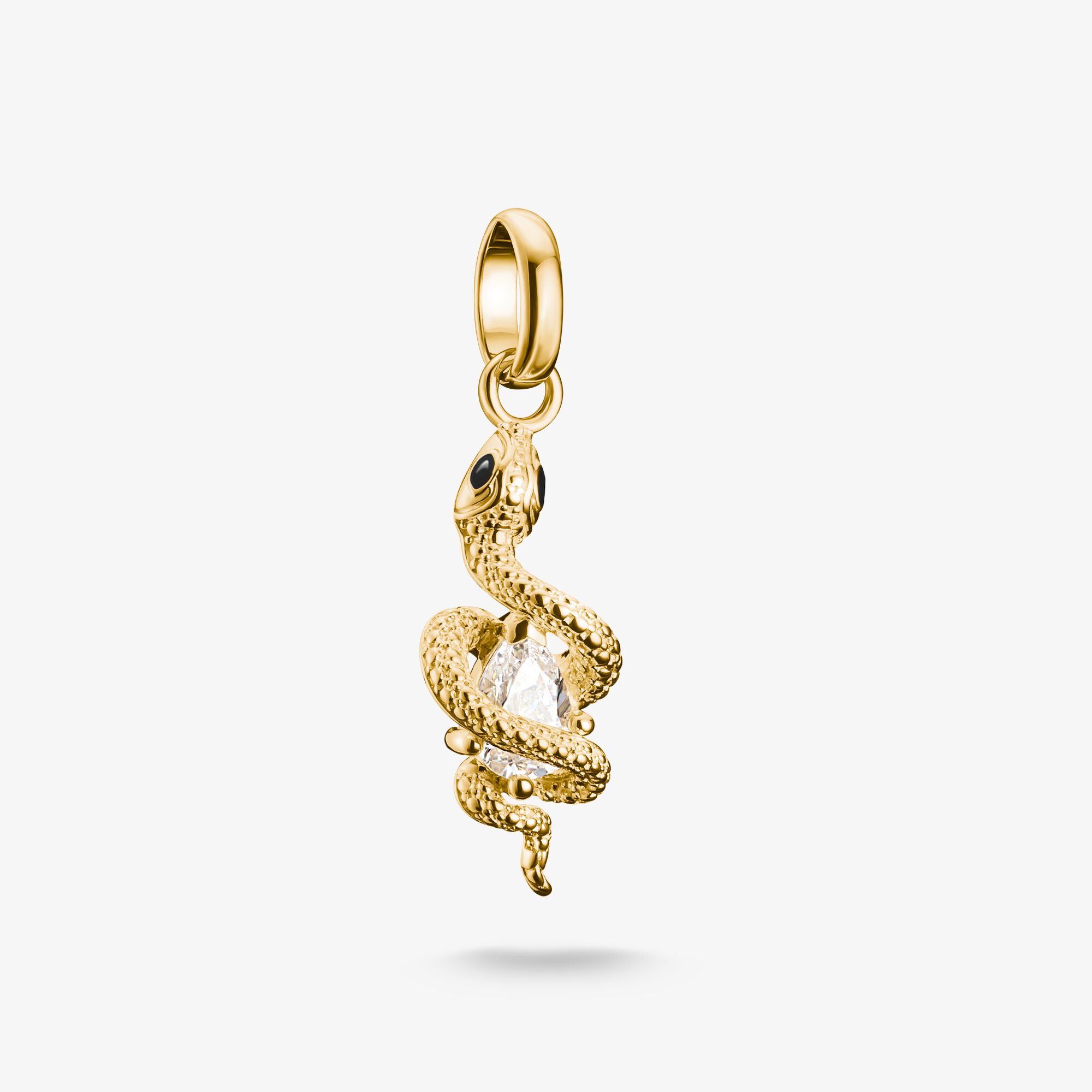 THOMAS SABO Pendentif Charm serpent avec pierre Connect plaqué or Argent sterling doré or jaune, Taille: one size, pour femme
