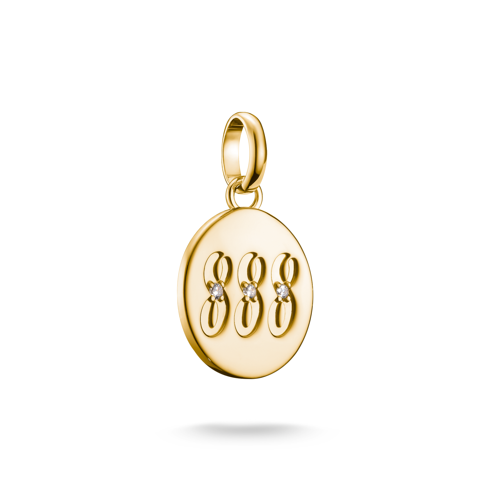 Thomas Sabo Charm-Anhänger Engelzahl 888 mit Steinen Connect vergoldet mit Gravur weiß CC1255-414-14