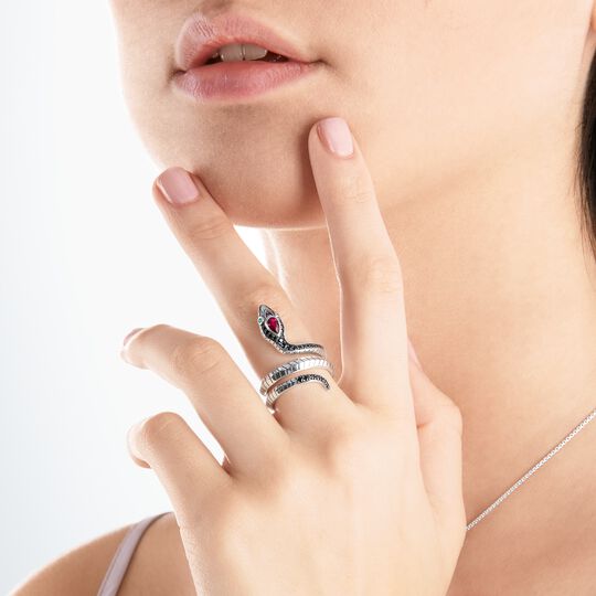 Ring In Snake Design With Colourful Stones Thomas Sabo