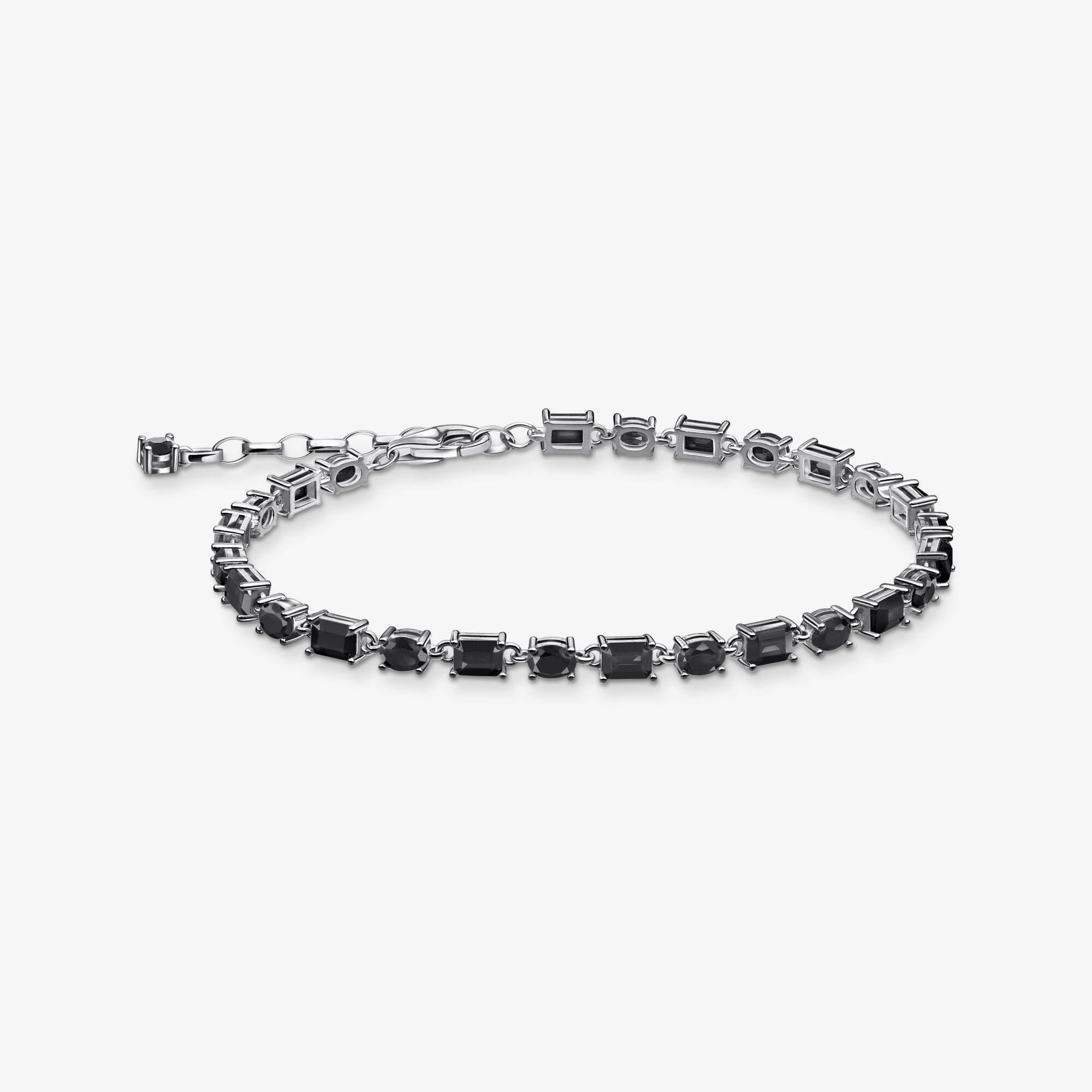 THOMAS SABO Bracelet en argent noirci avec zircon noir Argent sterling, Taille: 19 cm, pour femme