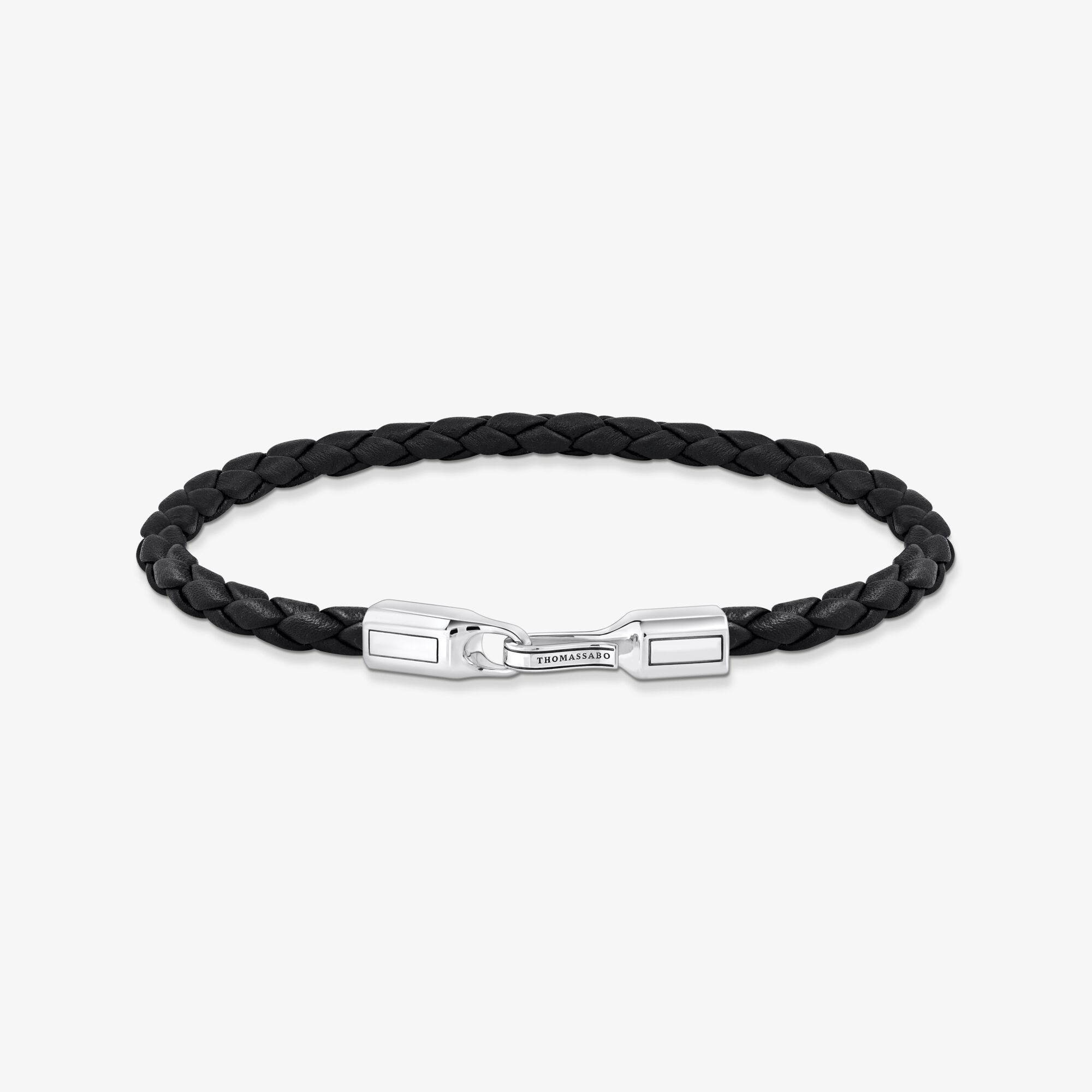 THOMAS SABO Bracelet fin noir et argent en cuir, Argent sterling | Cuir, Taille: 15 cm, Unisex