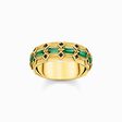 Anillo ancho escamas de cocodrilo con ba&ntilde;o de oro y piedras verde esmeralda de la colección  en la tienda online de THOMAS SABO