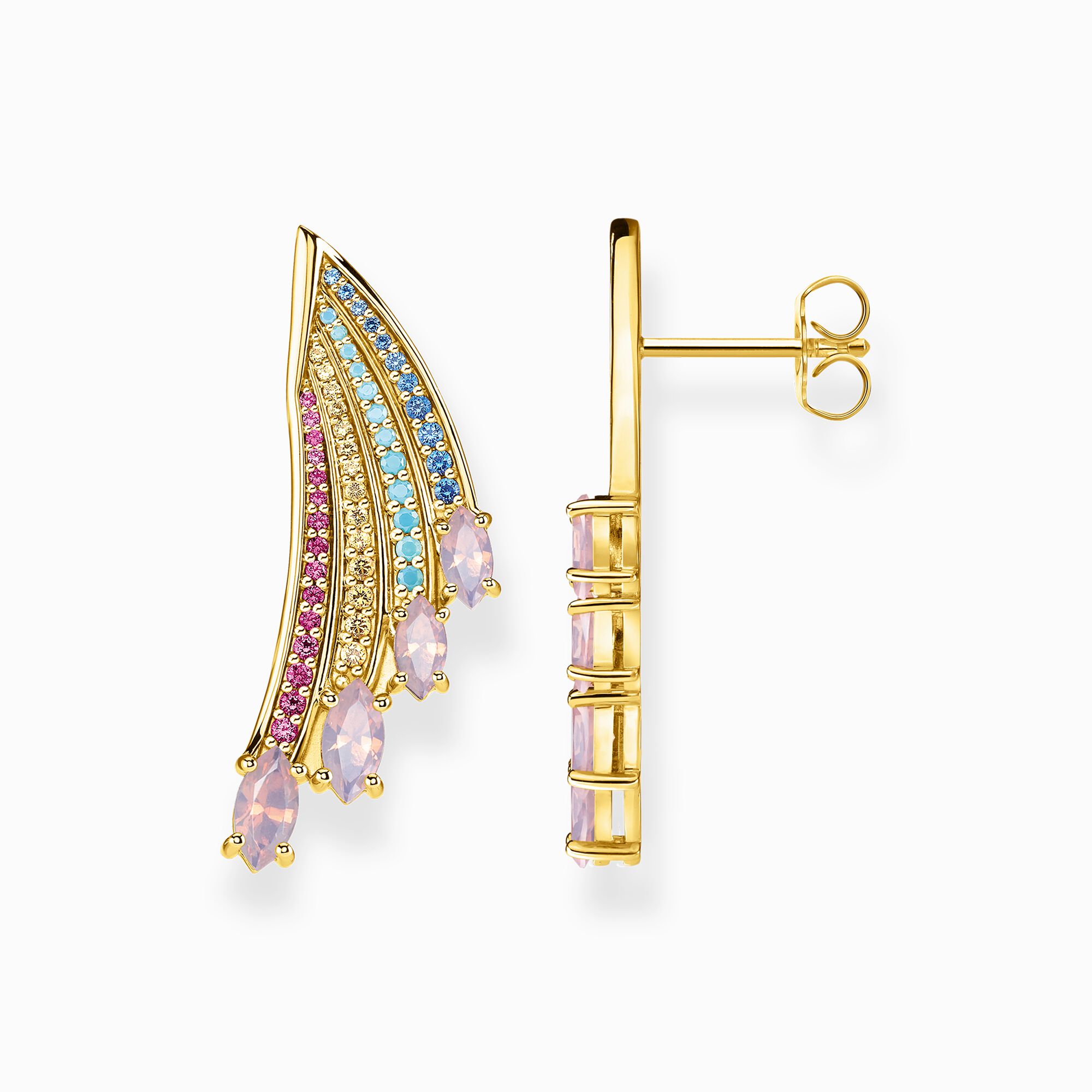 Ohrringe bunter Kolibri Fl&uuml;gel gold aus der  Kollektion im Online Shop von THOMAS SABO