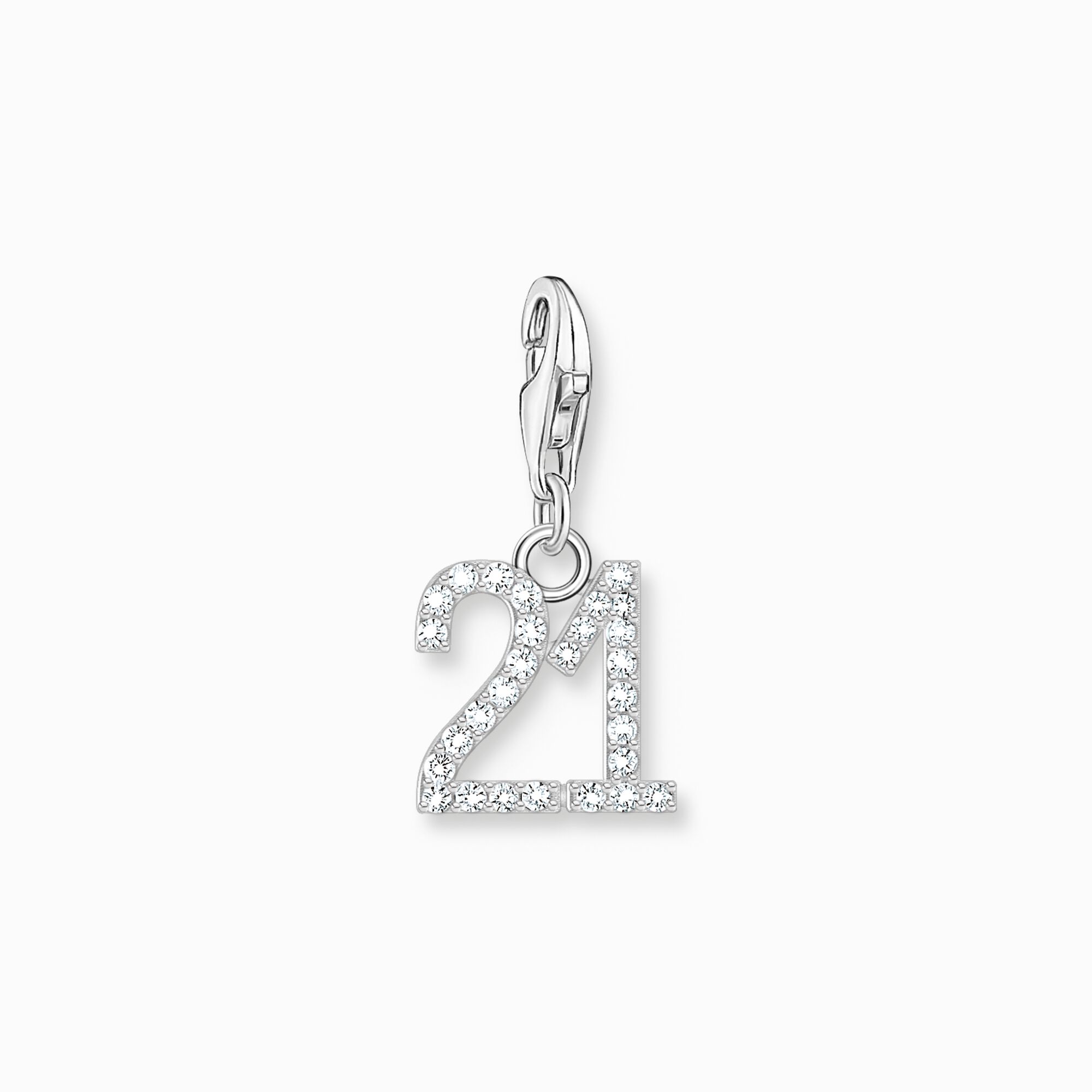 Silver charm pendant number 21 with zirconia from the Charm Club collection in the THOMAS SABO online store