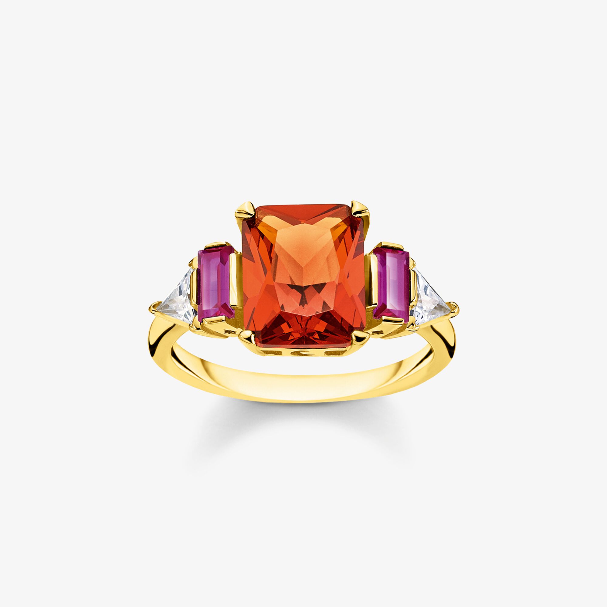 THOMAS SABO Bague pierres colorées or Argent Sterling 925‰ doré or jaune 18 carats , Taille: 54, pour femme