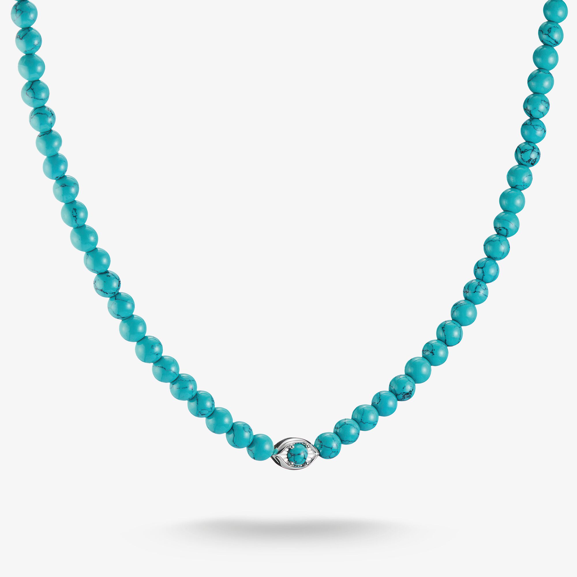 THOMAS SABO Chaîne turquoise beads oeil Elyndra argent, Argent sterling, Taille: L55, femme