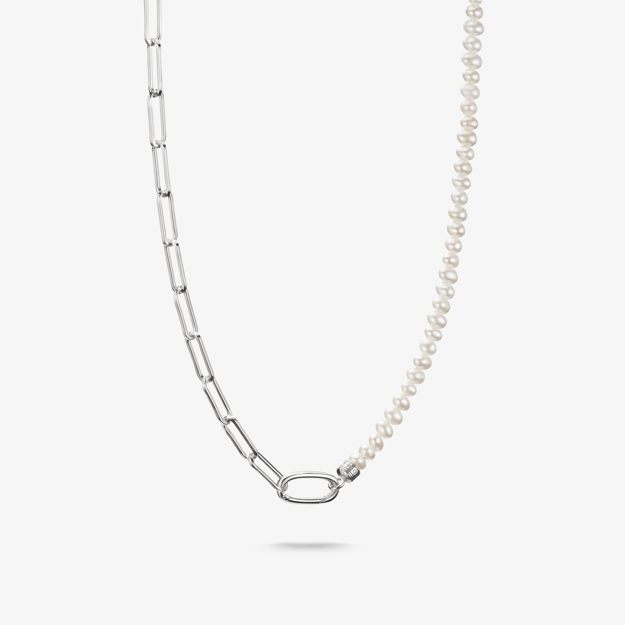 THOMAS SABO Collier Charm Paperclip et perles avec un Connect Link argent Argent sterling, Taille: 45 cm, pour femme