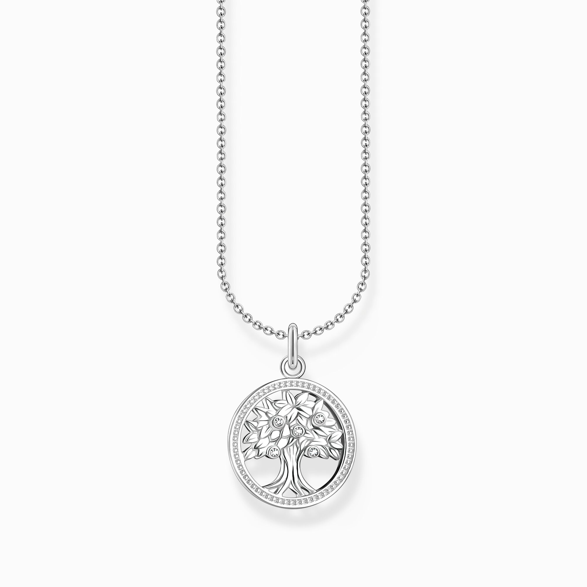Halsband med tree of love-h&auml;nge och vita stenar, silver ur kollektionen Charming Collection i THOMAS SABO:s onlineshop