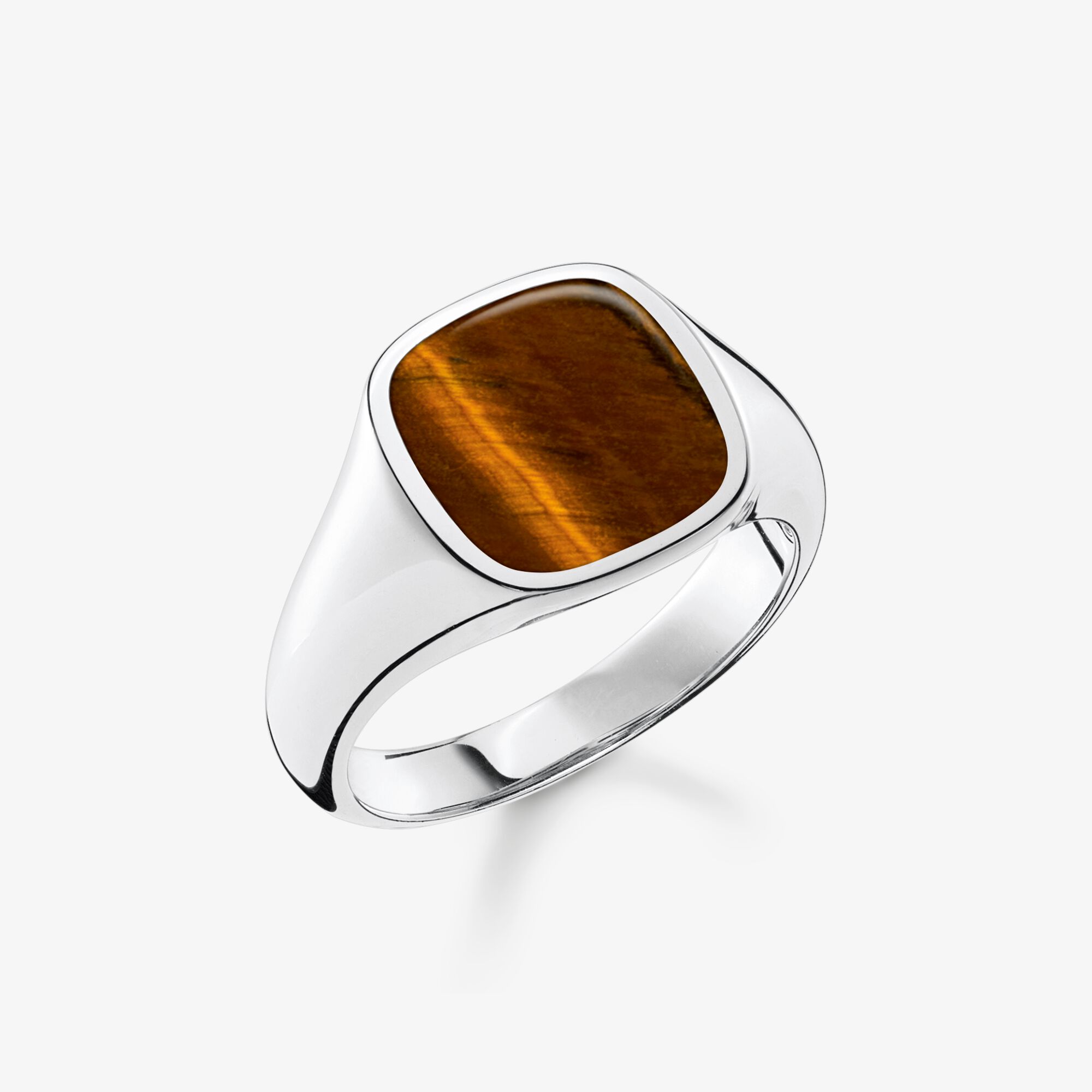 THOMAS SABO Bague classique oeil-de-tigre, Argent sterling, Taille: 62, Unisex
