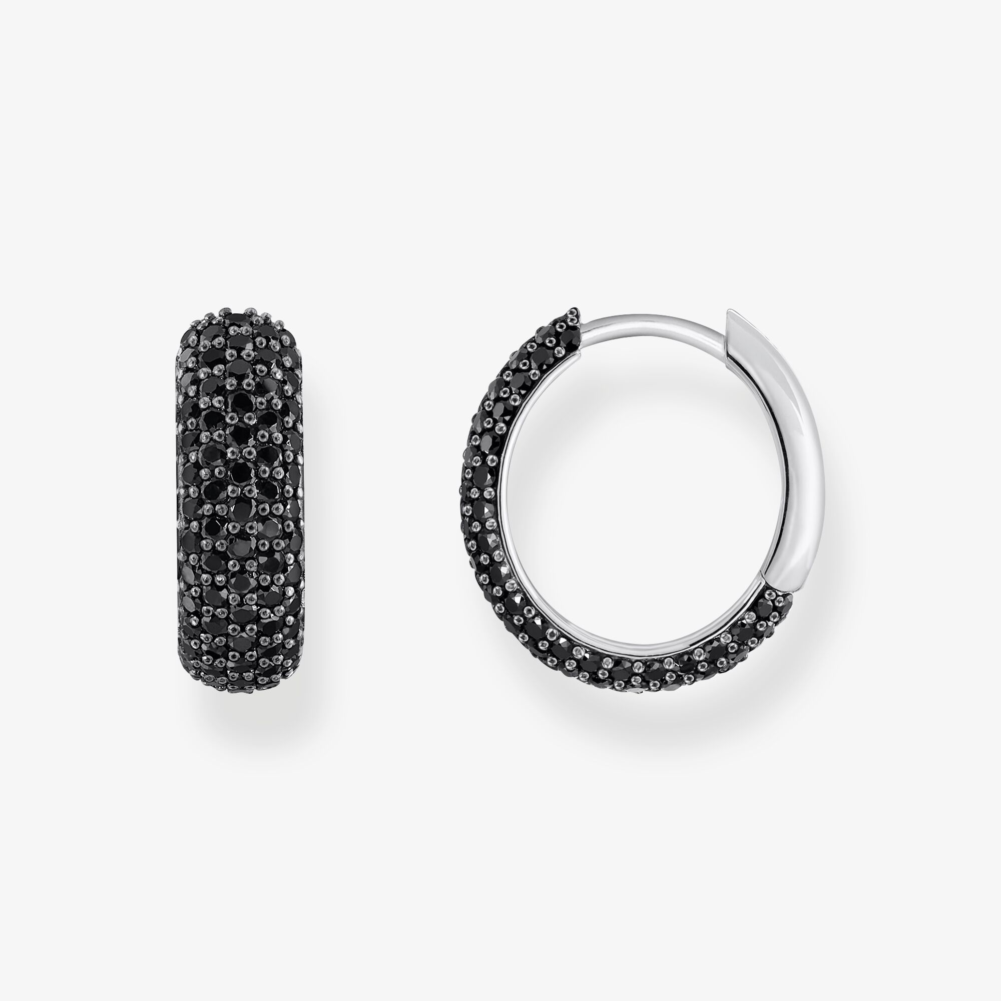 THOMAS SABO Petites boucles d'oreilles en argent avec zircon noir, Argent sterling, Taille: one size, femme