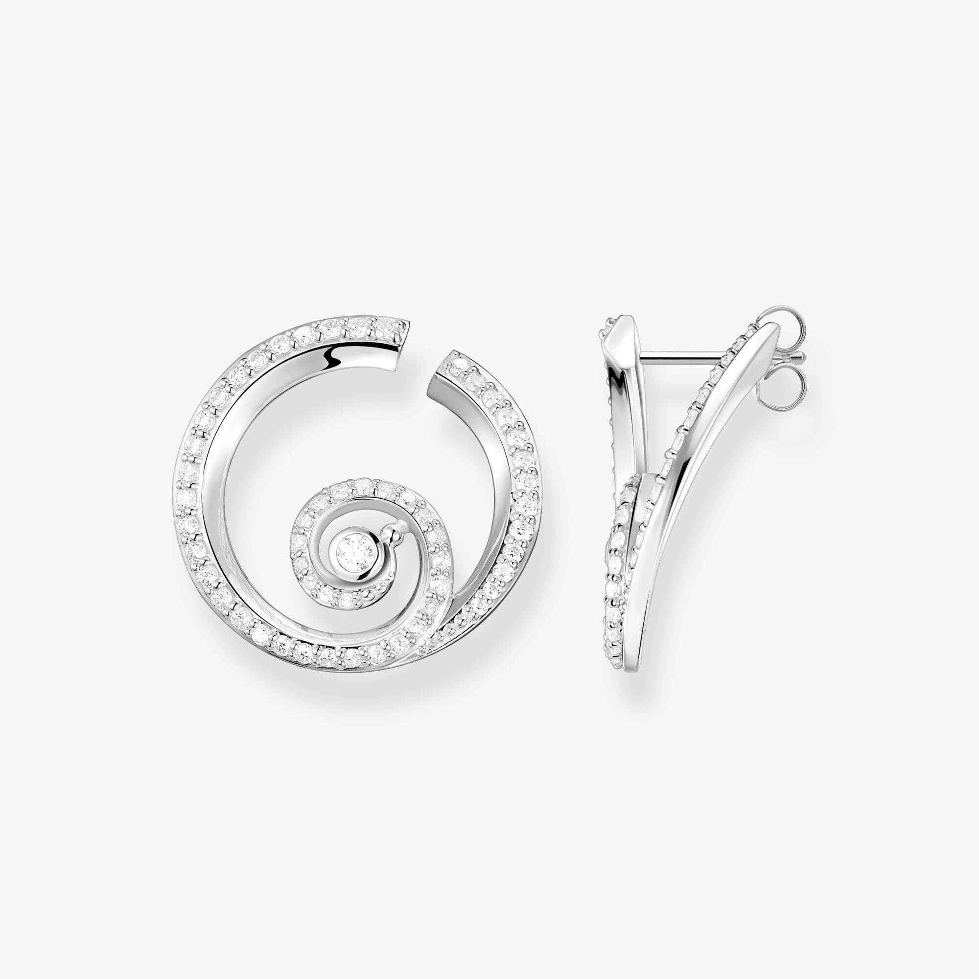 THOMAS SABO Clous d'oreilles vague vec pierres, Argent sterling, Taille: one size, femme