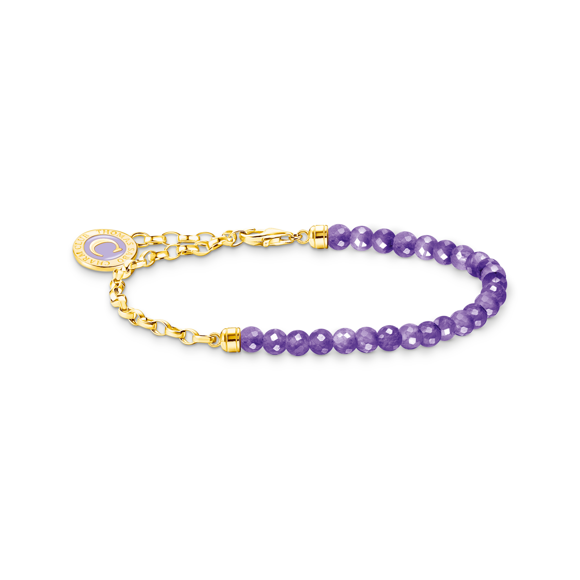 Thomas Sabo Charm-Armband mit Gliedern und imitiertem Amethyst vergoldet violett A2130-427-13-L15V