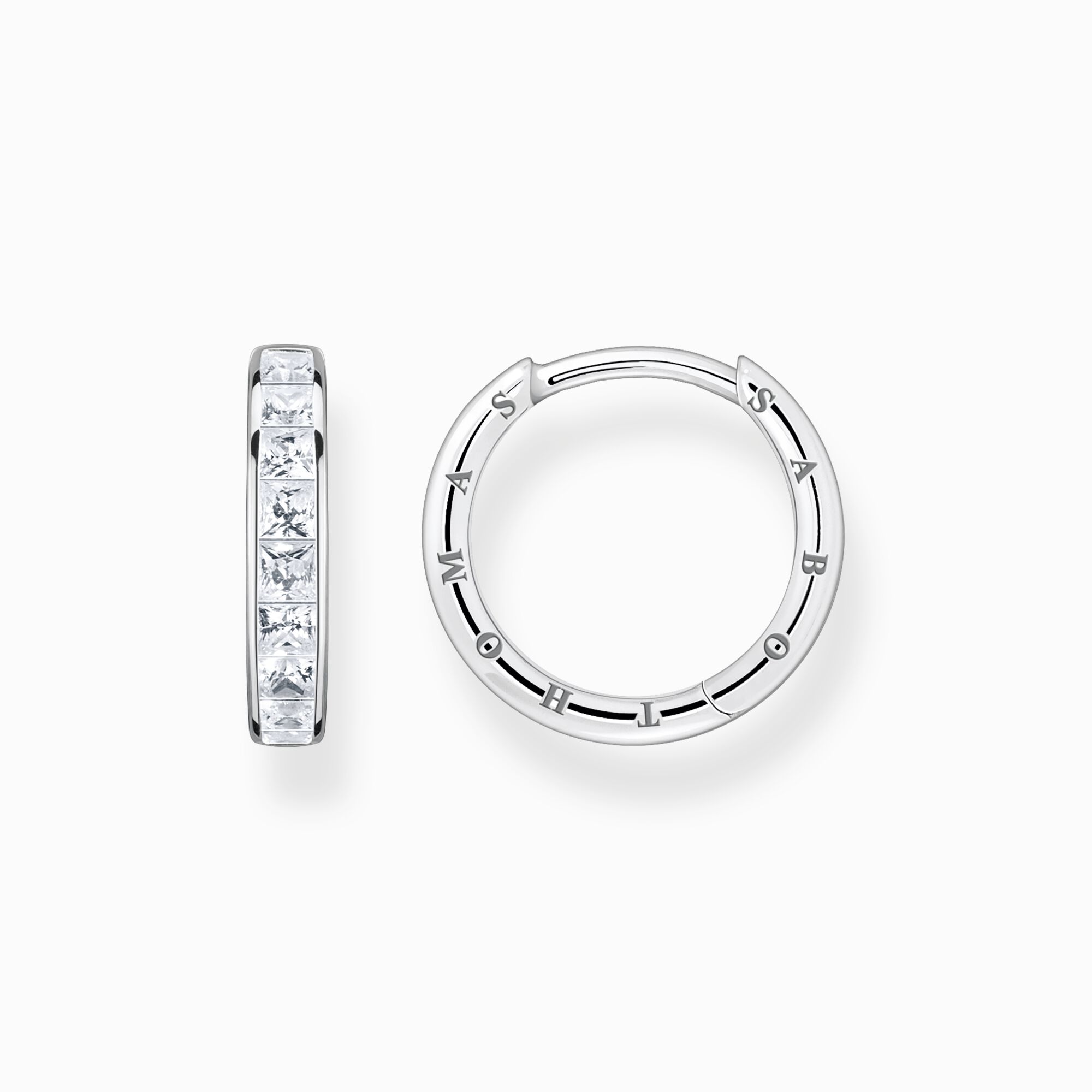 Hoop earrings white stones pav&eacute; silver from the  collection in the THOMAS SABO online store