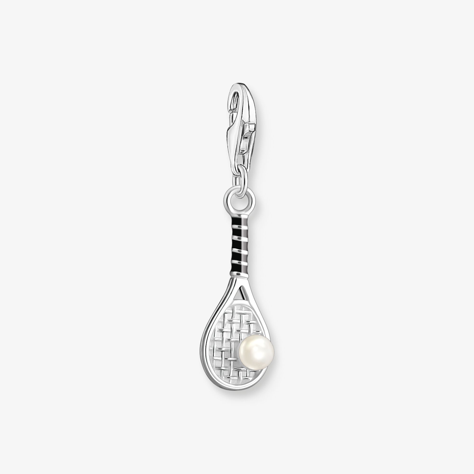 THOMAS SABO Breloque Charm raquette de tennis en argent, ornée d’une perle blanche Argent sterling, Taille: one size, pour femme