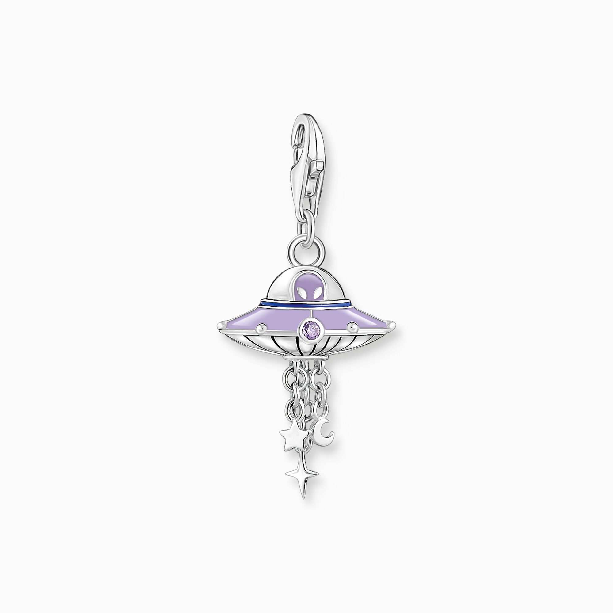 Charm pendant UFO with violet cold enamel and stones silver blackened from the Charm Club collection in the THOMAS SABO online store