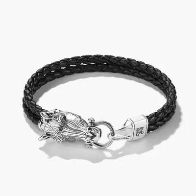 Bracelet cuir tête de cheval Wild Horses chevaux sauvages argent