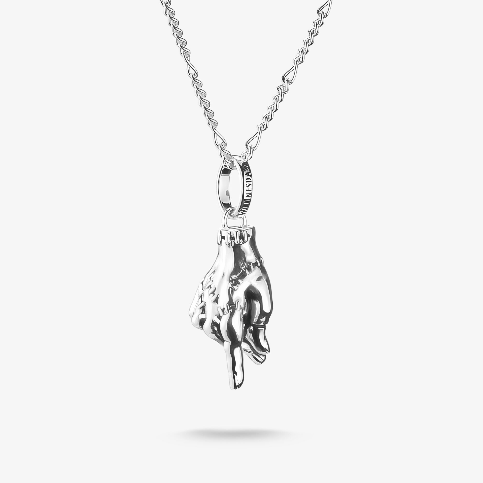 THOMAS SABO Chaîne Main – Pendentif Chose Mercredi Argent, Argent Sterling 925‰, noirci, Taille: 45 cm, Unisex
