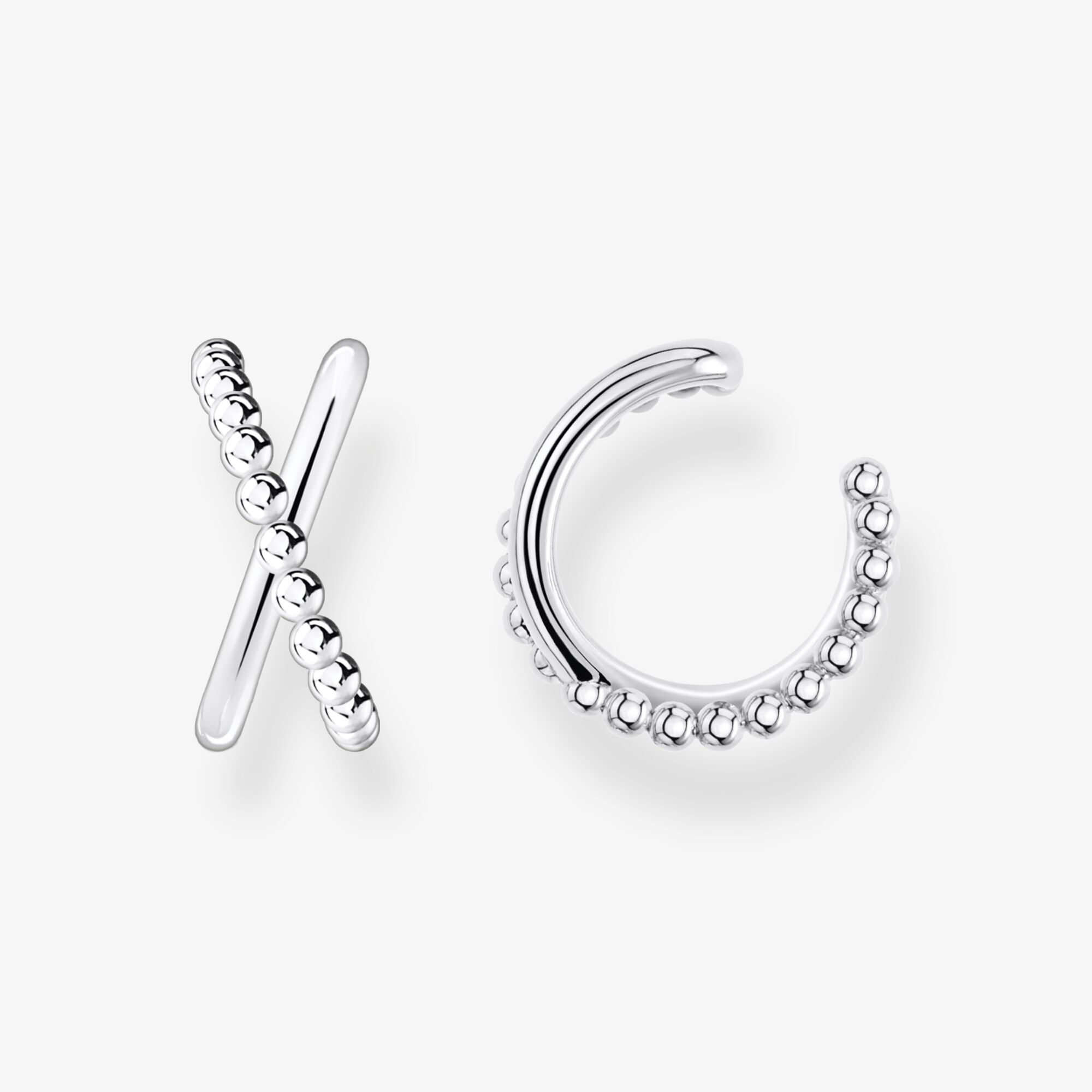 THOMAS SABO Ear cuff individuellt dubbelt silver med kulor, 925 sterlingsilver, Storlek: one size, för damer