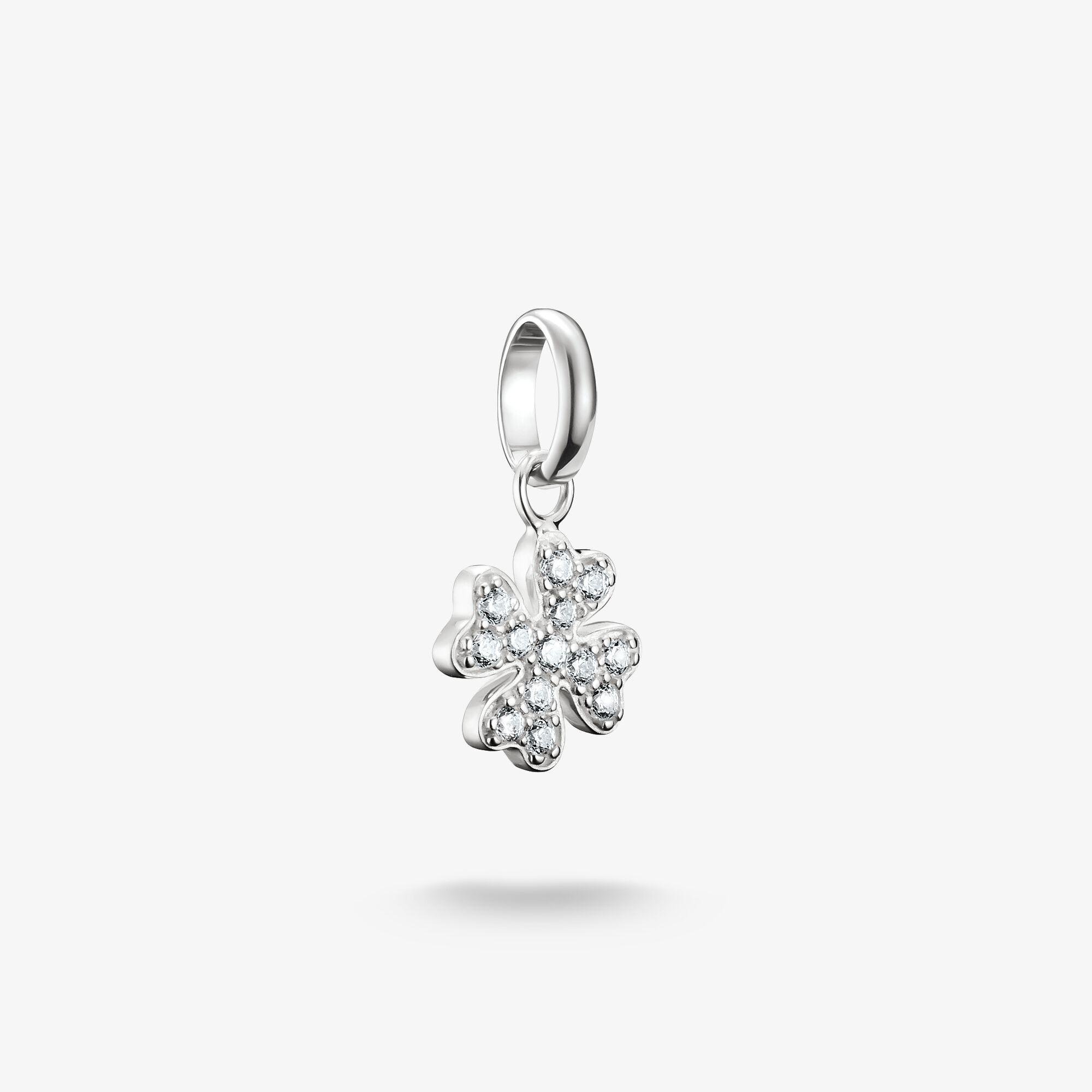 THOMAS SABO Pendentif Charm trèfle à quatre feuilles avec pierres blanches Connect argent Argent sterling, Taille: one size, pour femme