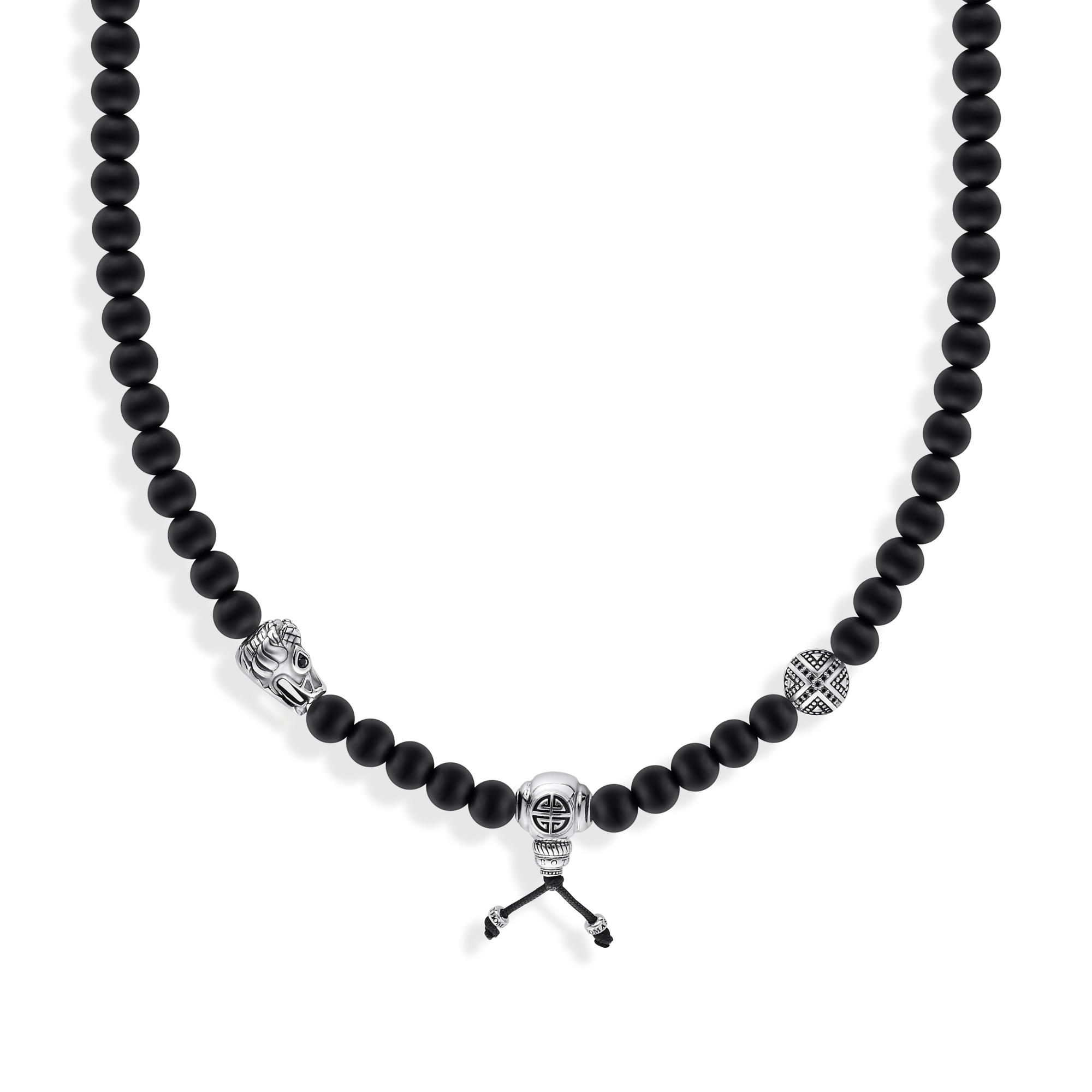 Thomas Sabo Kette aus schwarzen Obsidian- und Silber-Beads geschwärzt schwarz KE2282-705-11-L70