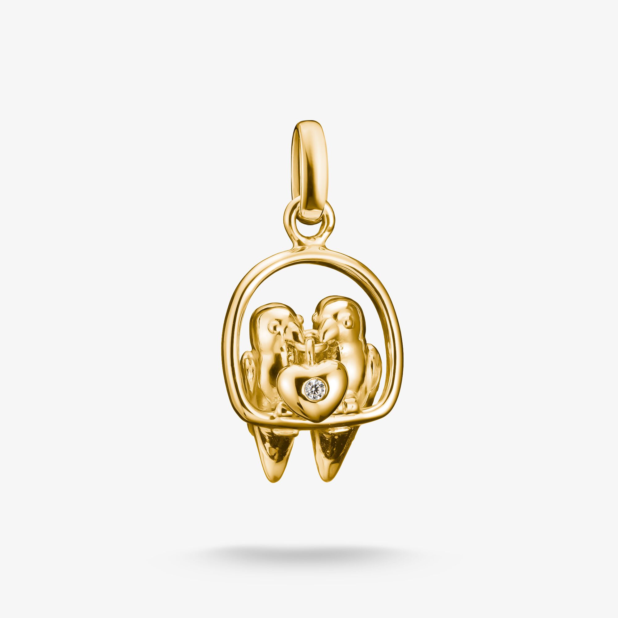 THOMAS SABO Charm-hängsmycke Lovebirds Connect guldpläterad, 925 sterlingsilver guldpläterat gult guld, Storlek: one size, för damer
