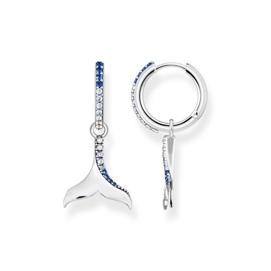 Hoop earrings tail fin with blue stones from the  collection in the THOMAS SABO online store