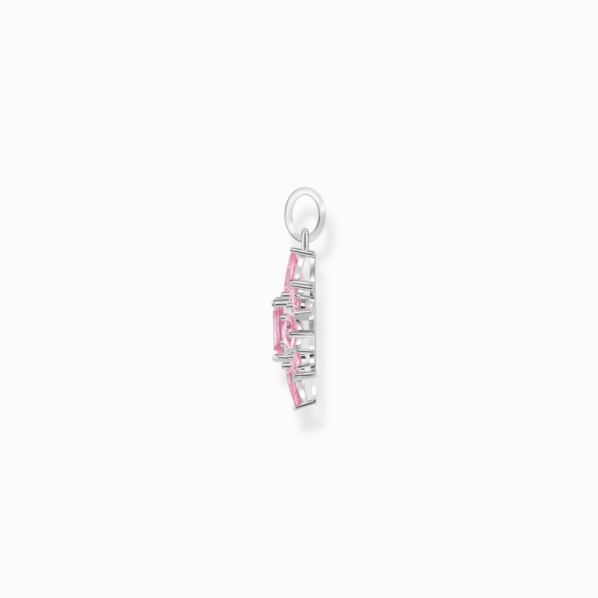 Silver pendant with pink zirconia stones
