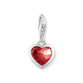 Silver charm pendant with red stone in heart-shape from the Charm Club collection in the THOMAS SABO online store
