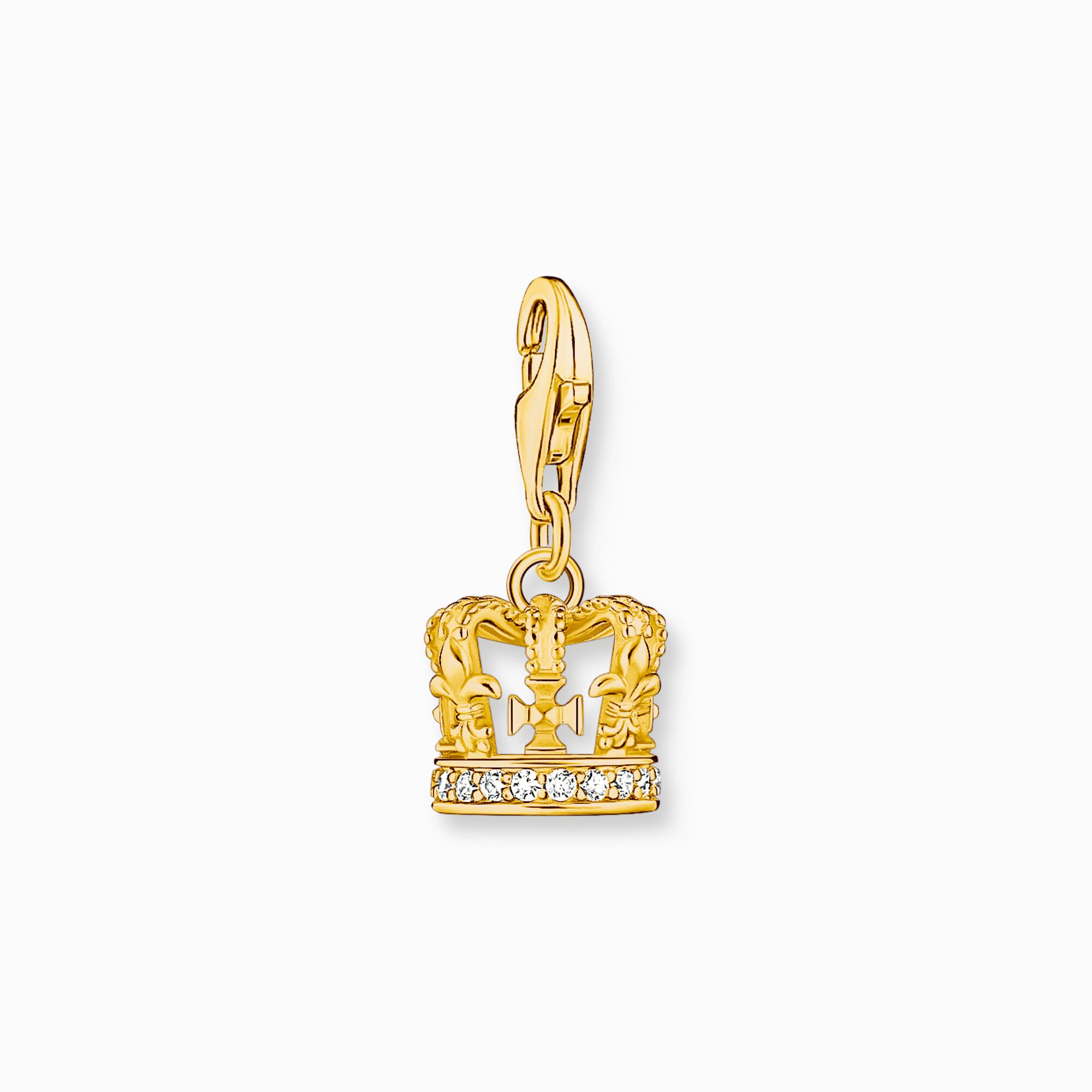Charm-h&auml;ngsmycke LONDON krona med vita stenar, pl&auml;terat ur kollektionen Charm Club i THOMAS SABO:s onlineshop