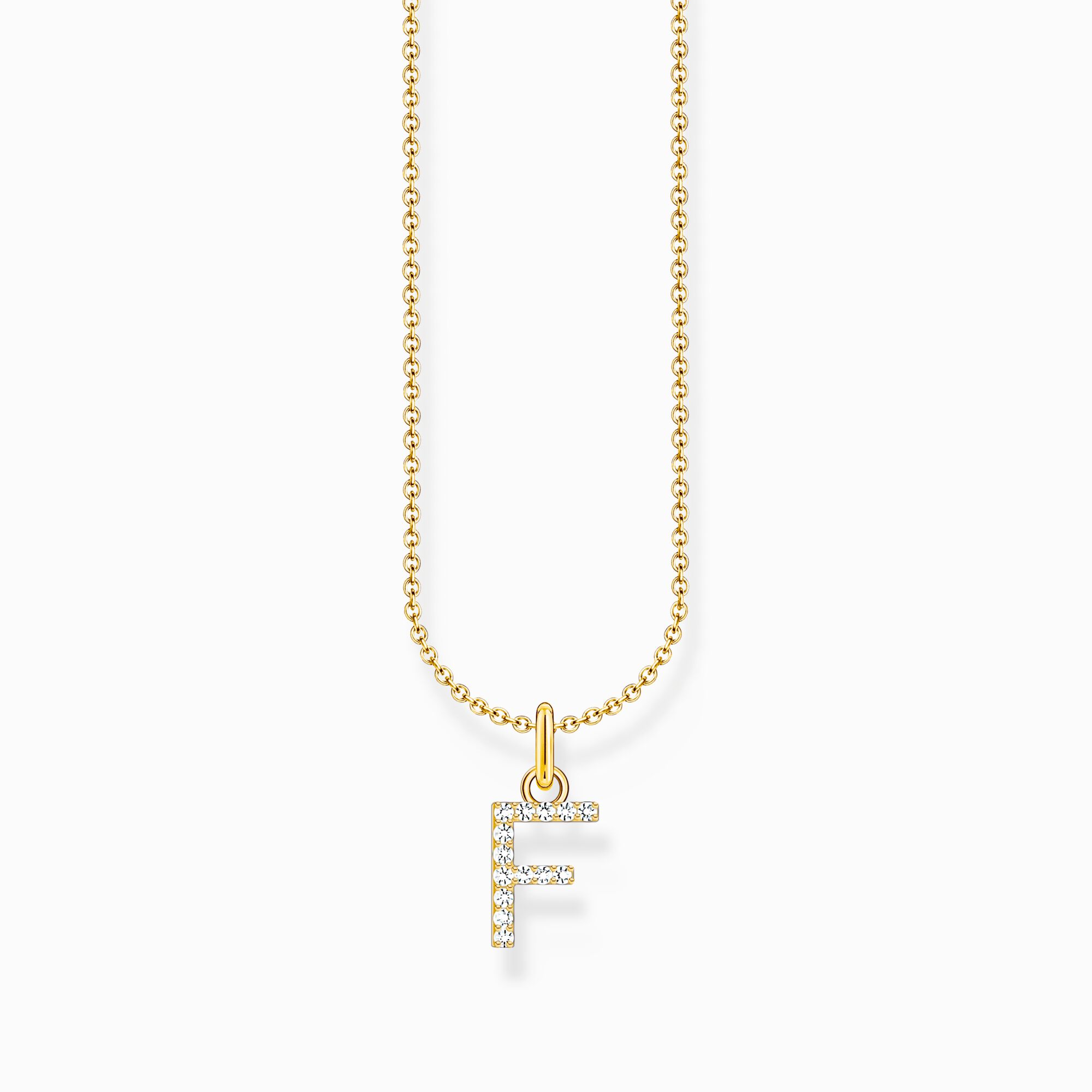 Cadena con ba&ntilde;o de oro y colgante de letra F de la colección Charming Collection en la tienda online de THOMAS SABO