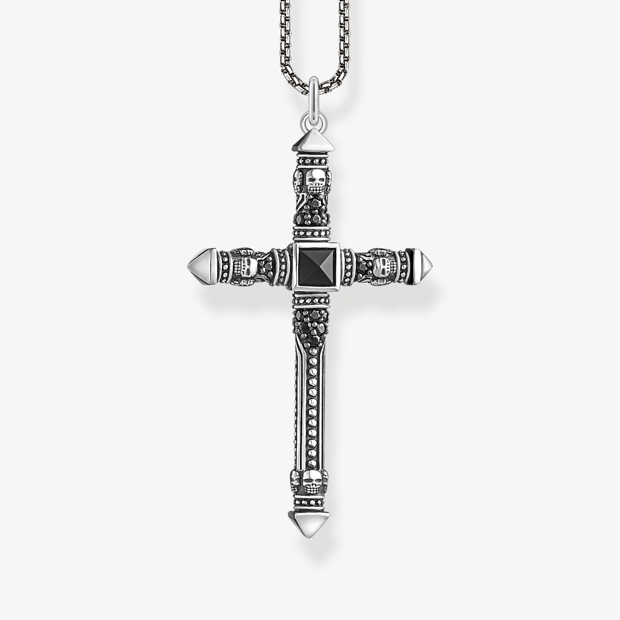 THOMAS SABO Kette Kreuz, 925 Sterlingsilber geschwärzt, Größe: 50 cm, Unisex