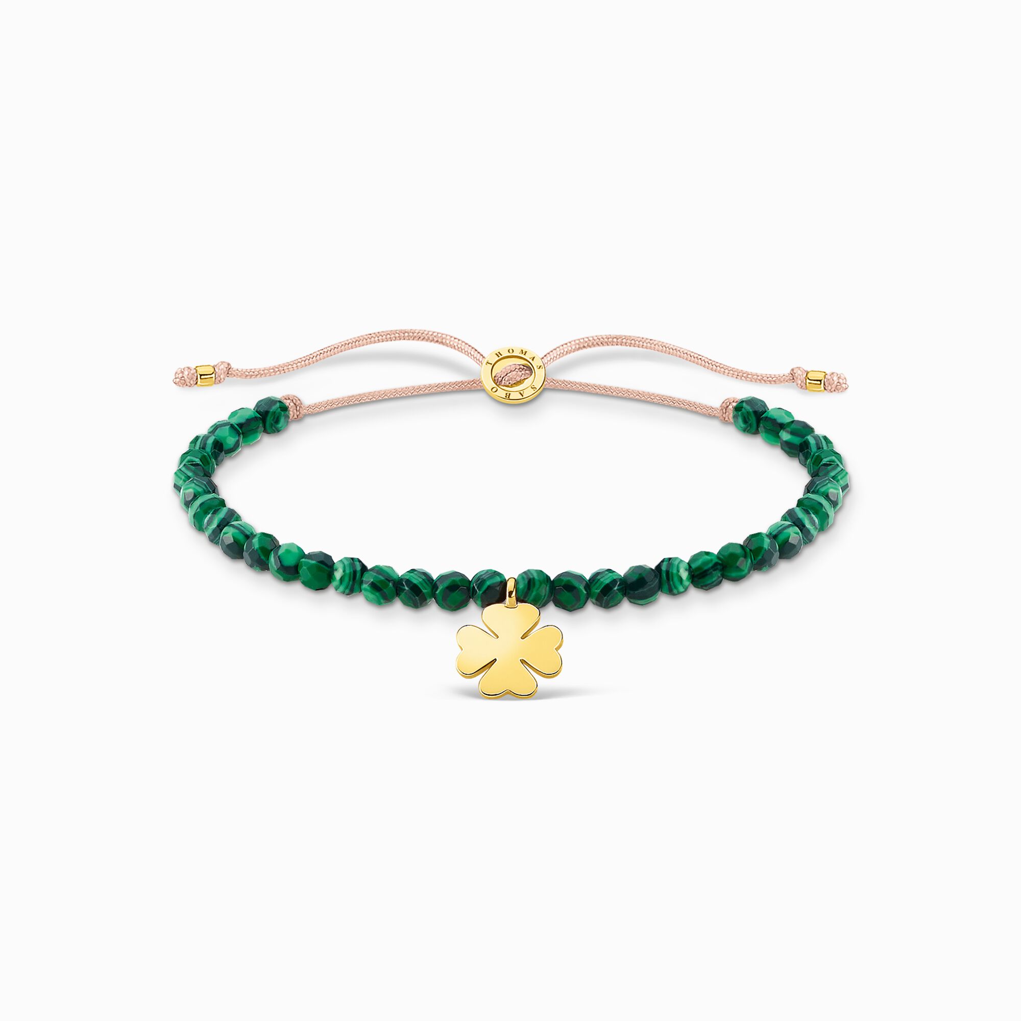 Pulsera verde perlas tr&eacute;bol oro de la colección Charming Collection en la tienda online de THOMAS SABO