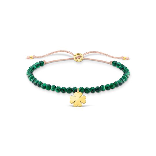 Bracelet green pearls cloverleaf gold from the Charming Collection collection in the THOMAS SABO online store