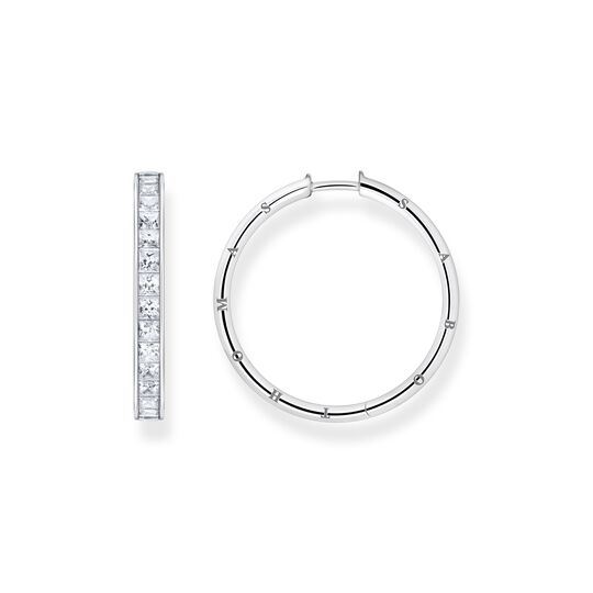 Hoop earrings white stones pav&eacute; silver from the  collection in the THOMAS SABO online store