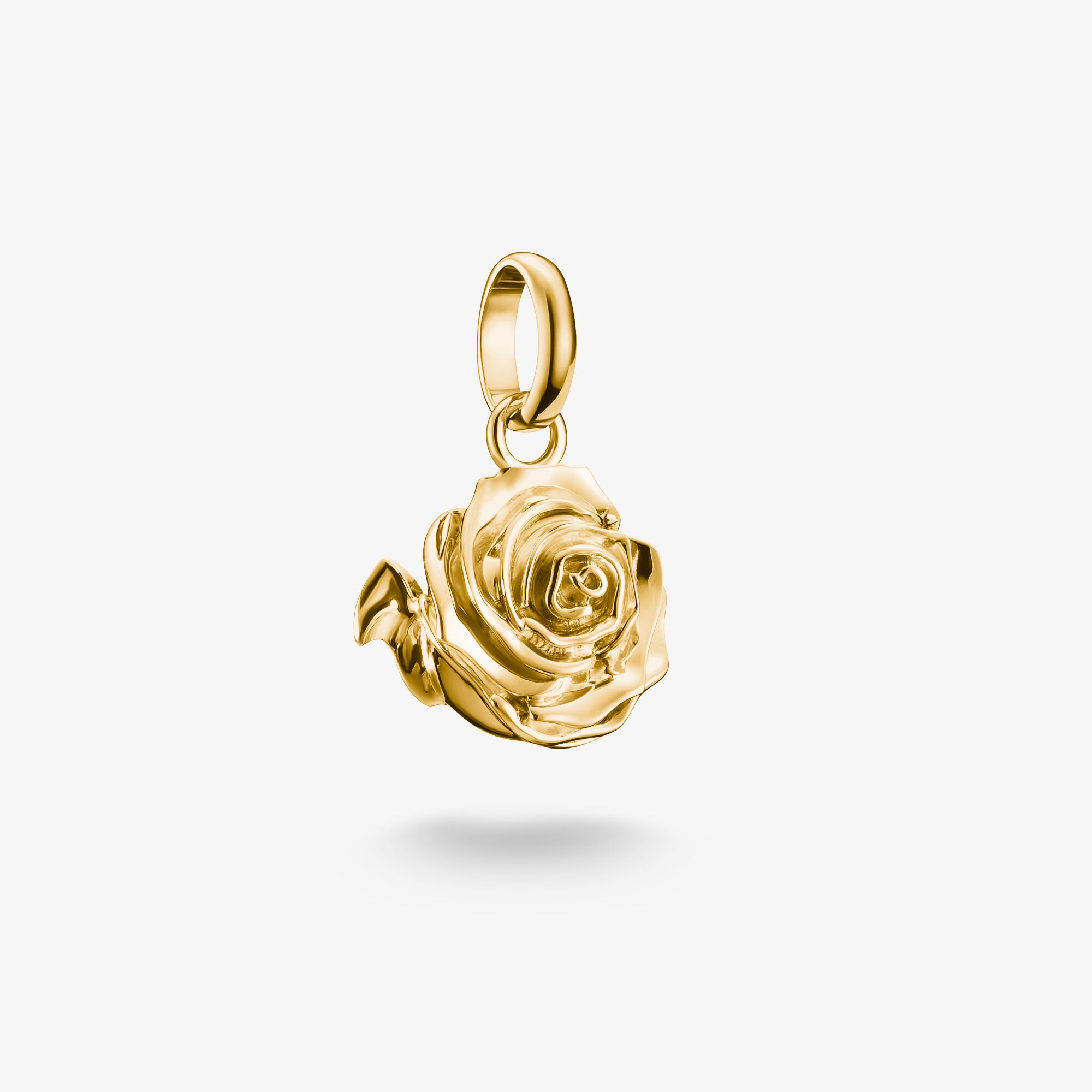THOMAS SABO Pendentif Charm fleur de rose Connect plaqué or, Argent sterling doré or jaune, Taille: one size, femme