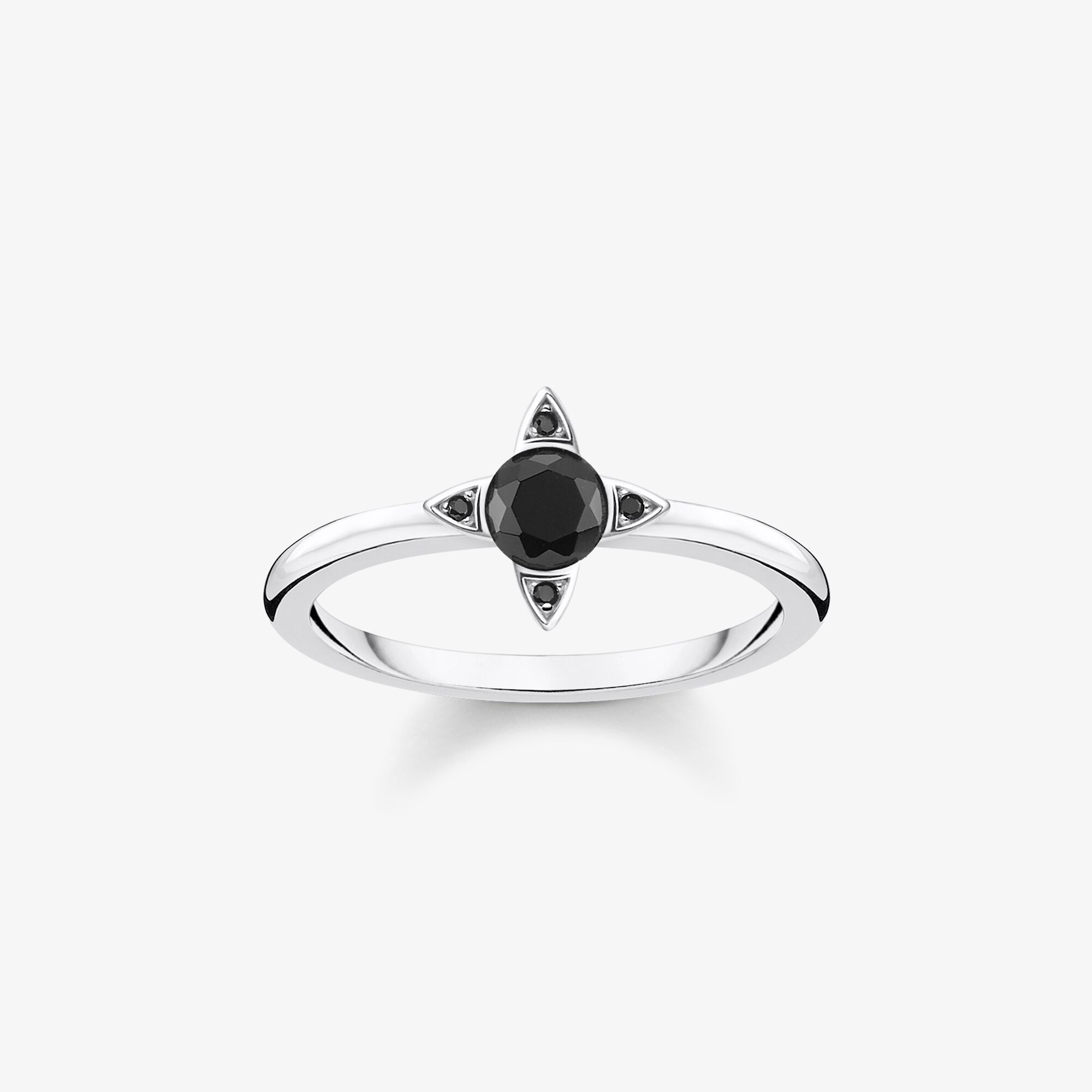 THOMAS SABO Ring schwarze Steine silber, Sterlingsilber, Größe: 50, Damen